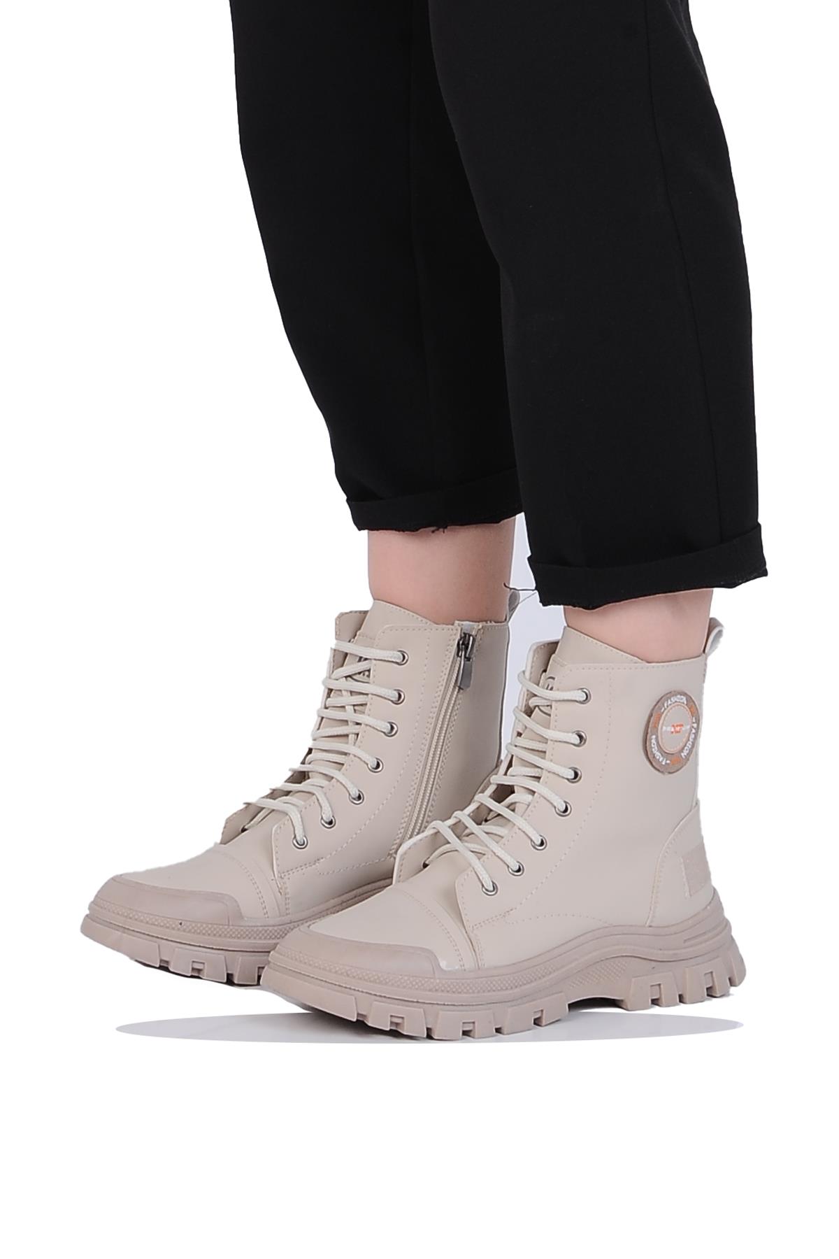 Mp 242-2239Zn Kadın Kışlık Düz Postal Bot Ayakkabı - Görsel 3