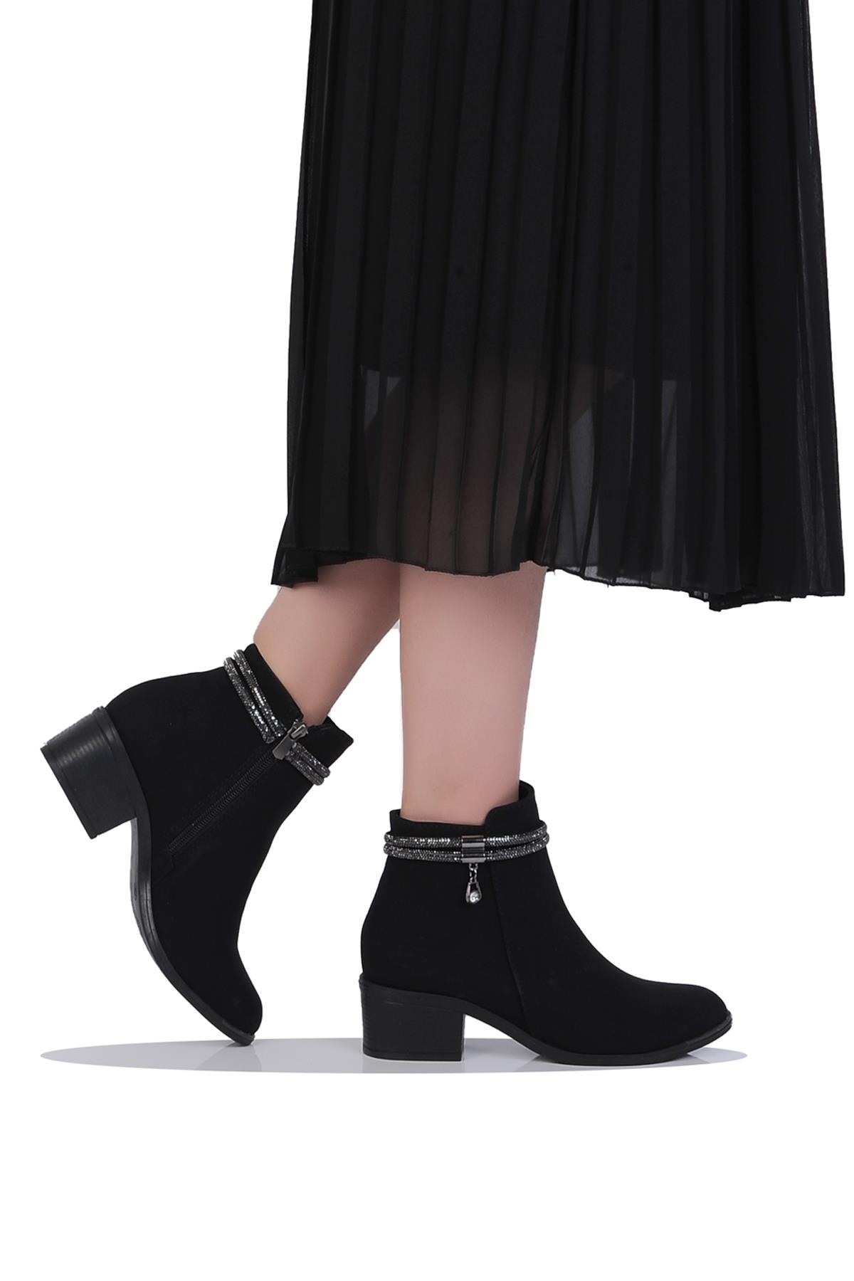 Mp 242-2226Zn Siyah Kadın 6Cm Topuklu Bot - Görsel 2