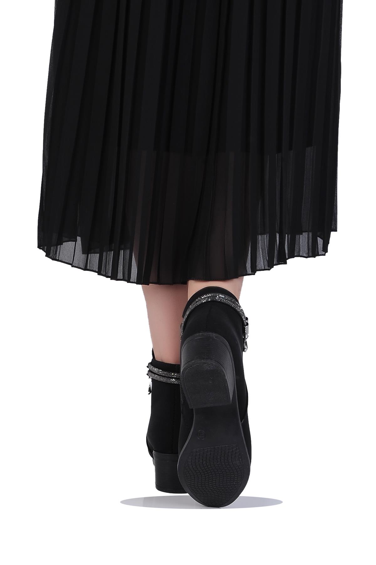 Mp 242-2226Zn Siyah Kadın 6Cm Topuklu Bot - Görsel 4