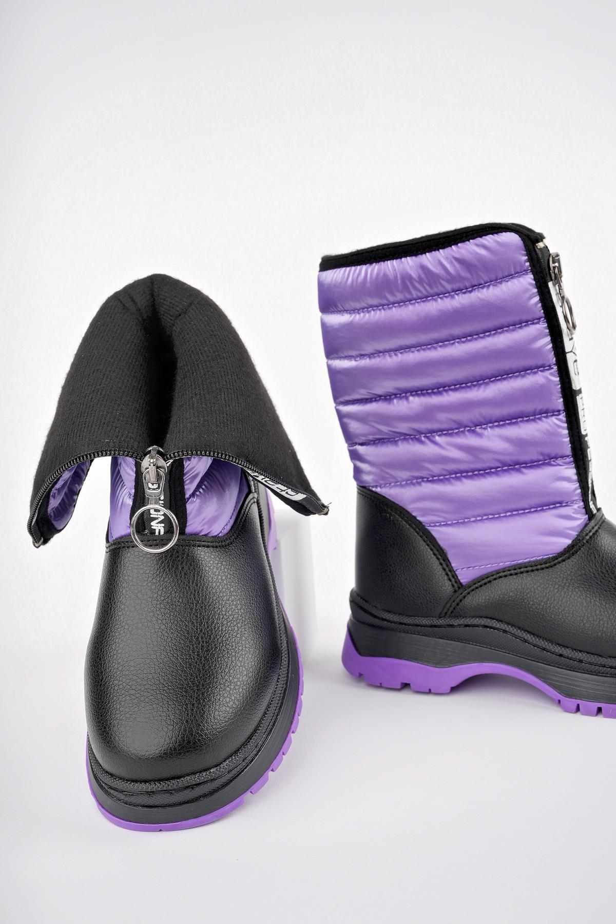 SUGAR Garantili Çocuk Unisex Rahat Kalıp Önü Fermuarlı İçi Kürklü Yağmur ve Kar Botu - Görsel 4