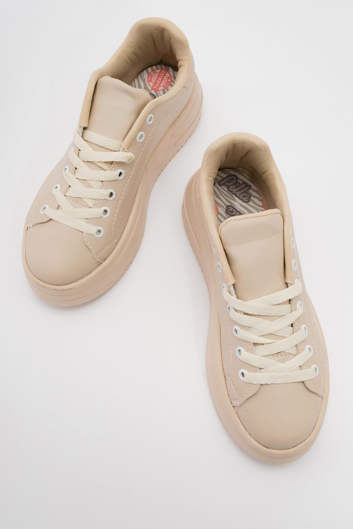 Kadın Spor Ayakkabı BEJ CİLT - Görsel 6