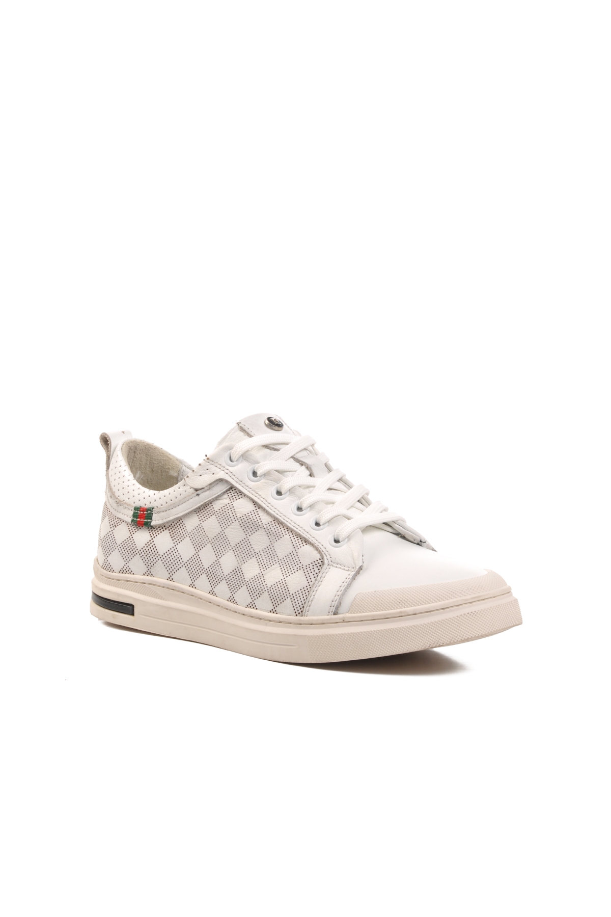 10206 Beyaz Bağcıklı Hakiki Deri Erkek Sneaker - Görsel 4