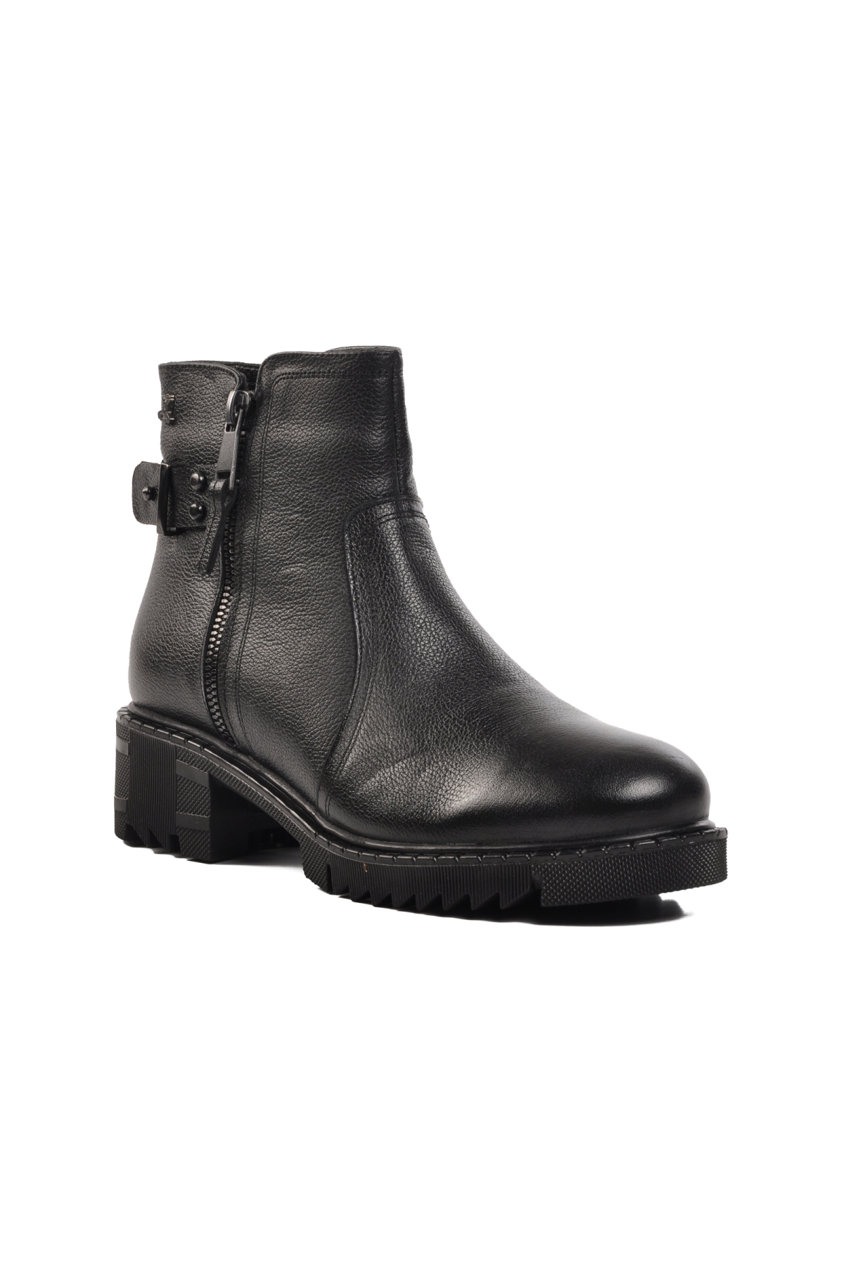 1950807K İçi Polarlı Hakiki Deri Siyah Kadın Bot - Görsel 4