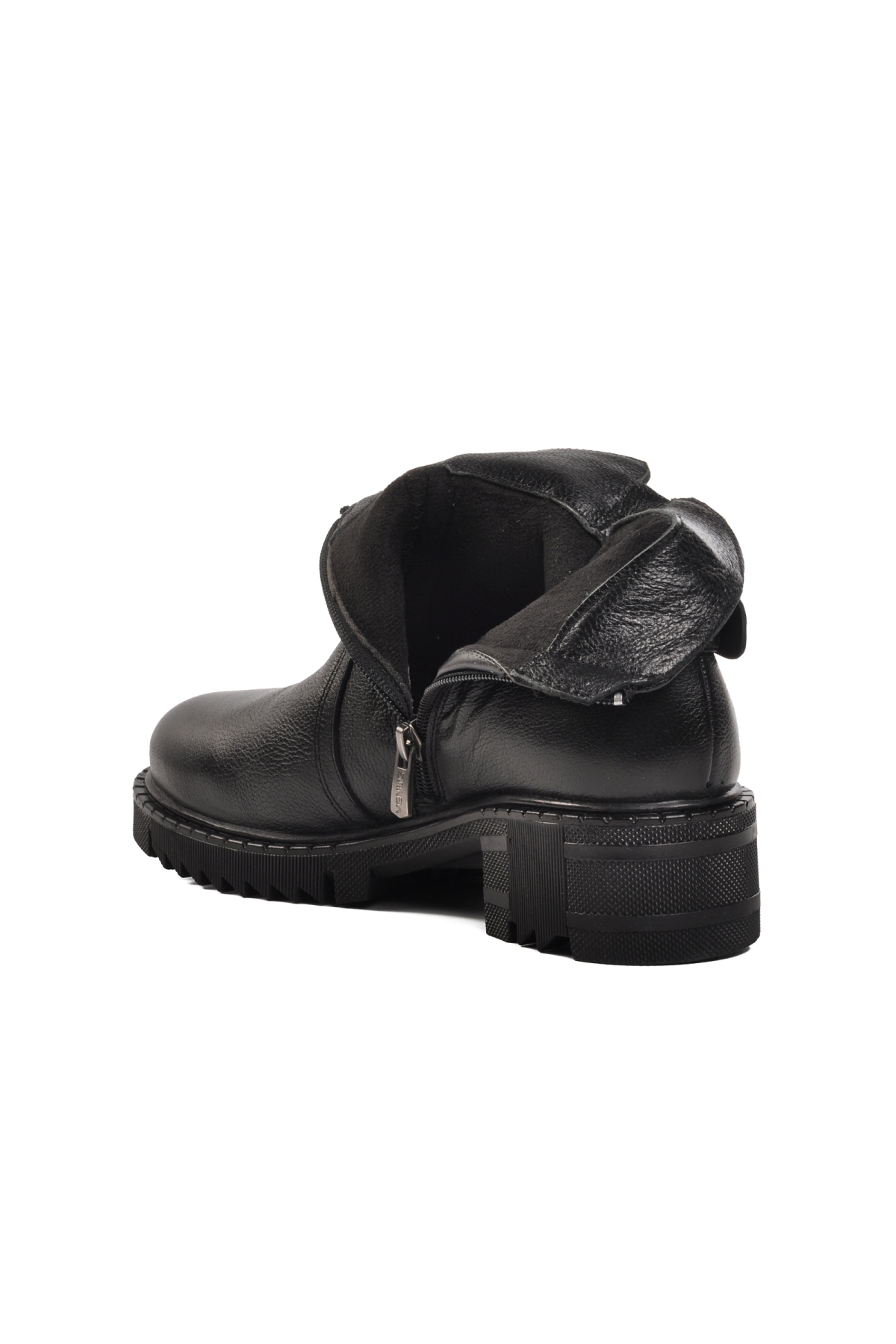 1950807K İçi Polarlı Hakiki Deri Siyah Kadın Bot - Görsel 5