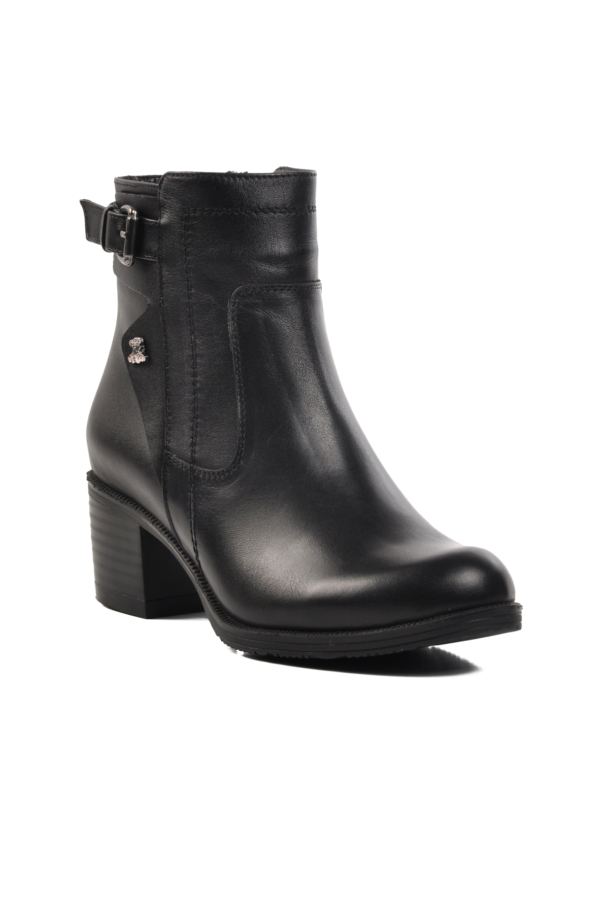 1779011K İçi Polarlı Hakiki Deri Siyah Kadın Bot - Görsel 4