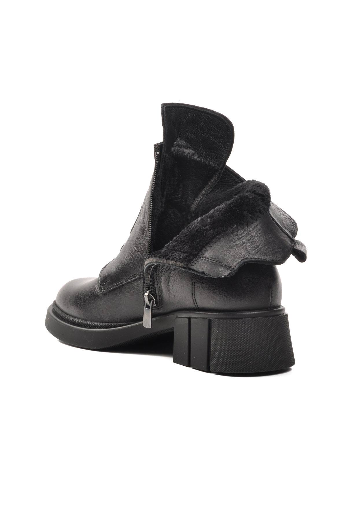 9906 Siyah İçi Polarlı Hakiki Deri Kadın Bot - Görsel 5