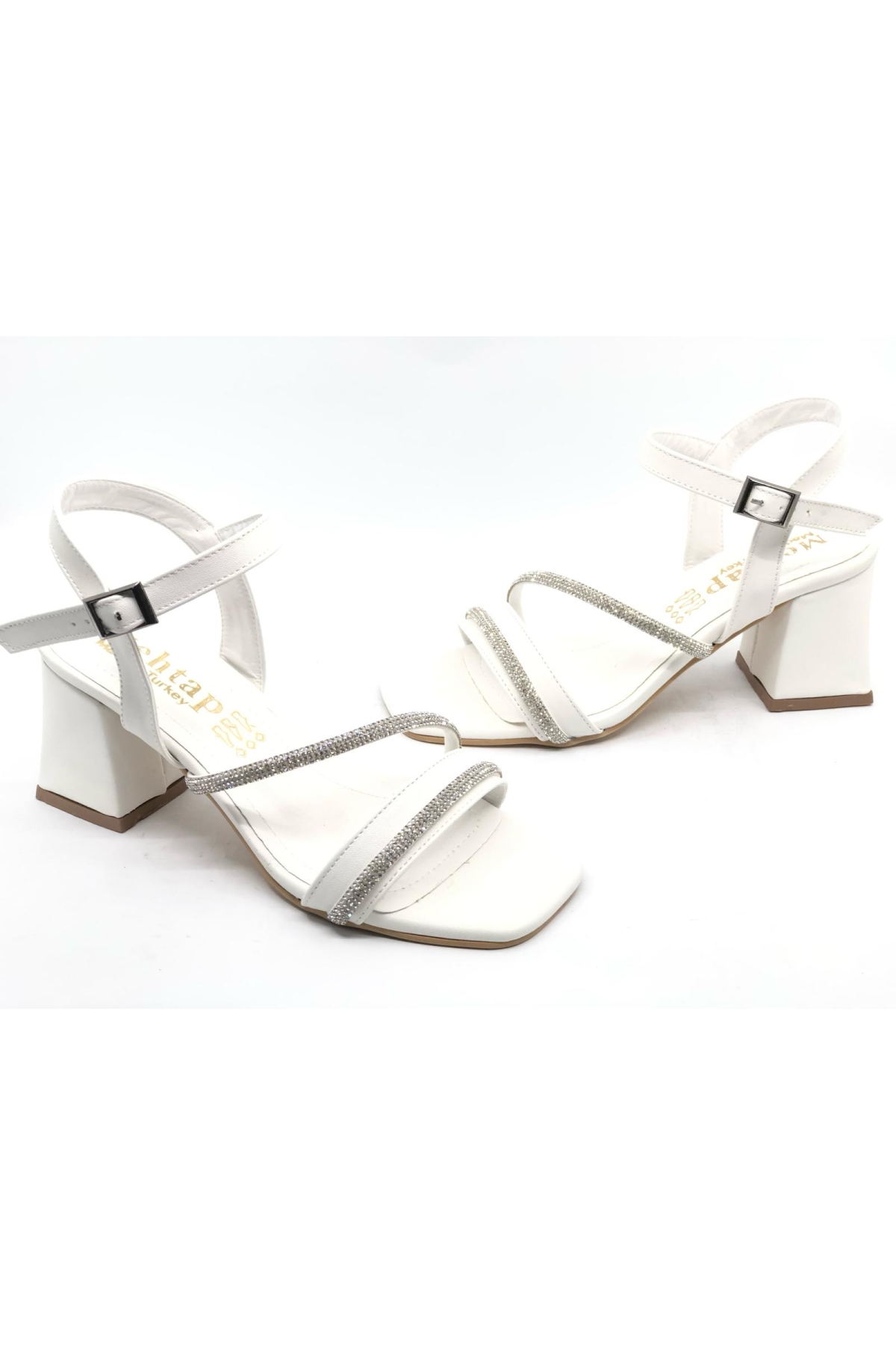 Şerit Taş Detaylı 8 cm Topuklu Kadın Abiye Ayakkabı - Görsel 3