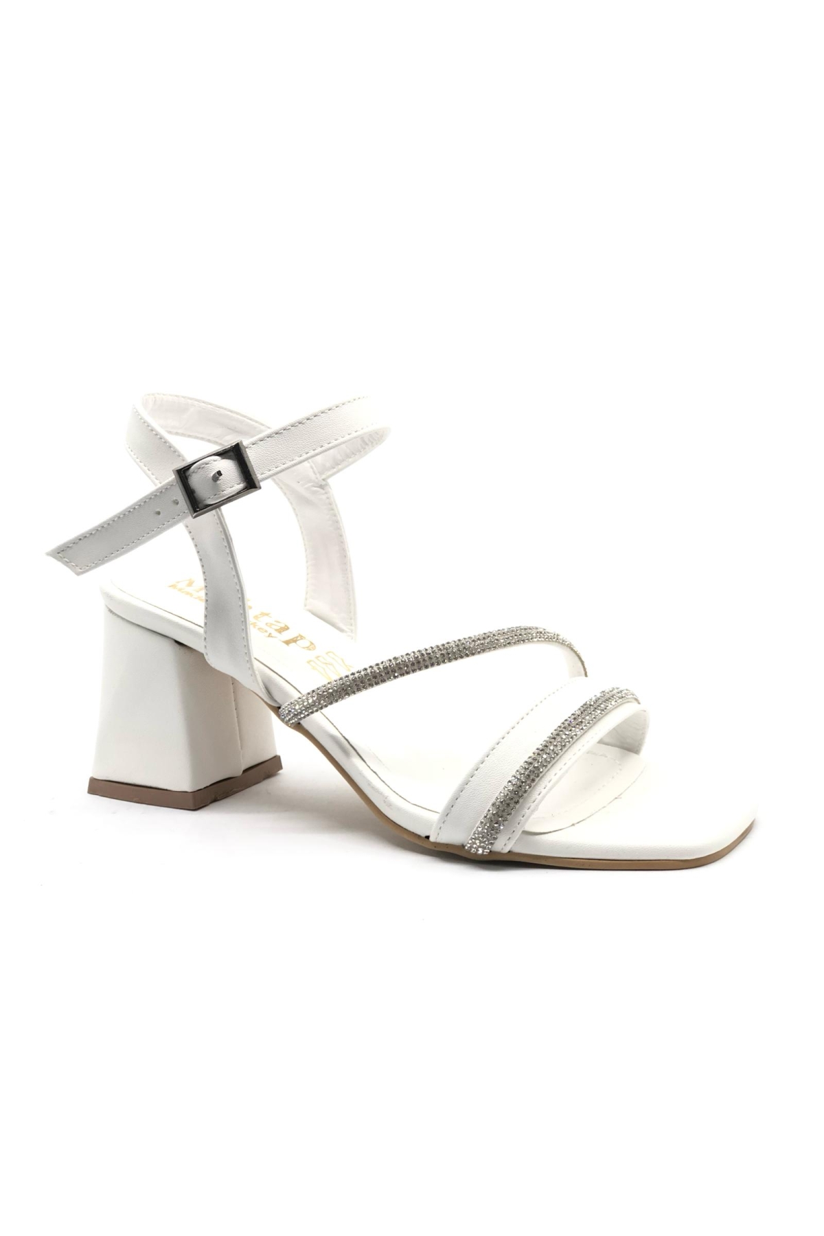 Şerit Taş Detaylı 8 cm Topuklu Kadın Abiye Ayakkabı - Görsel 5