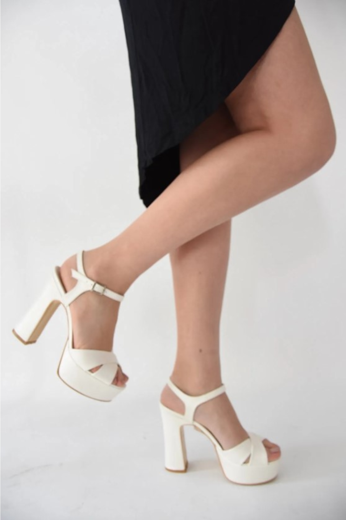 Çapraz 13 cm Yüksek Platform Topuklu Kadın Abiye Ayakkabı - Görsel 4