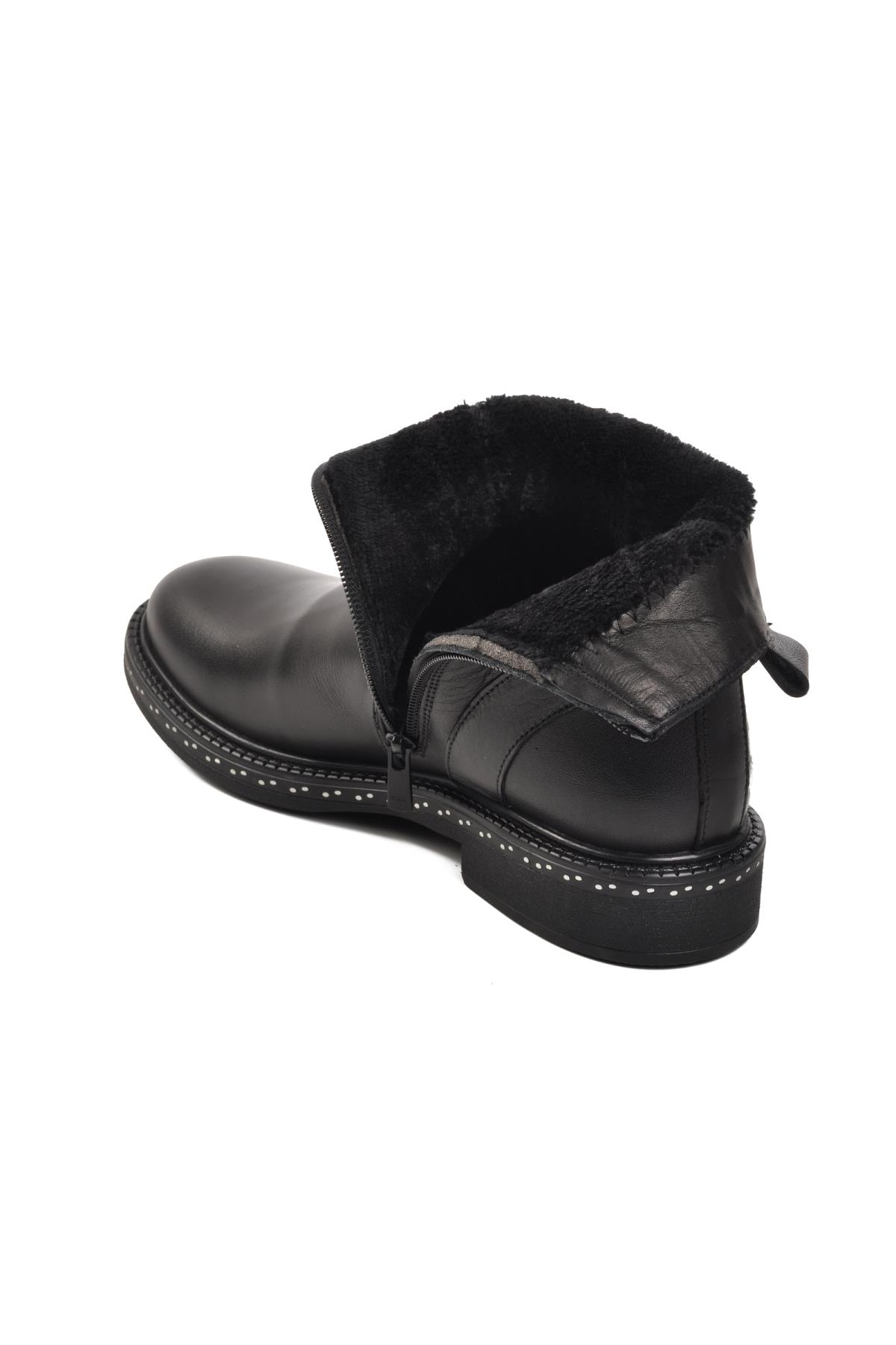 9856 Siyah İçi Kürklü Hakiki Deri Kadın Bot - Görsel 7