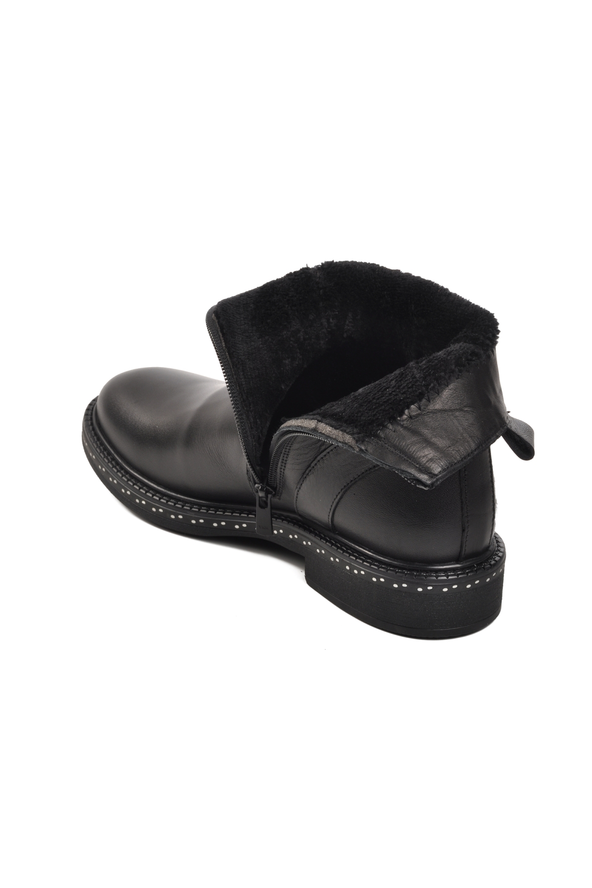 9856 Siyah İçi Kürklü Hakiki Deri Kadın Bot - Görsel 8