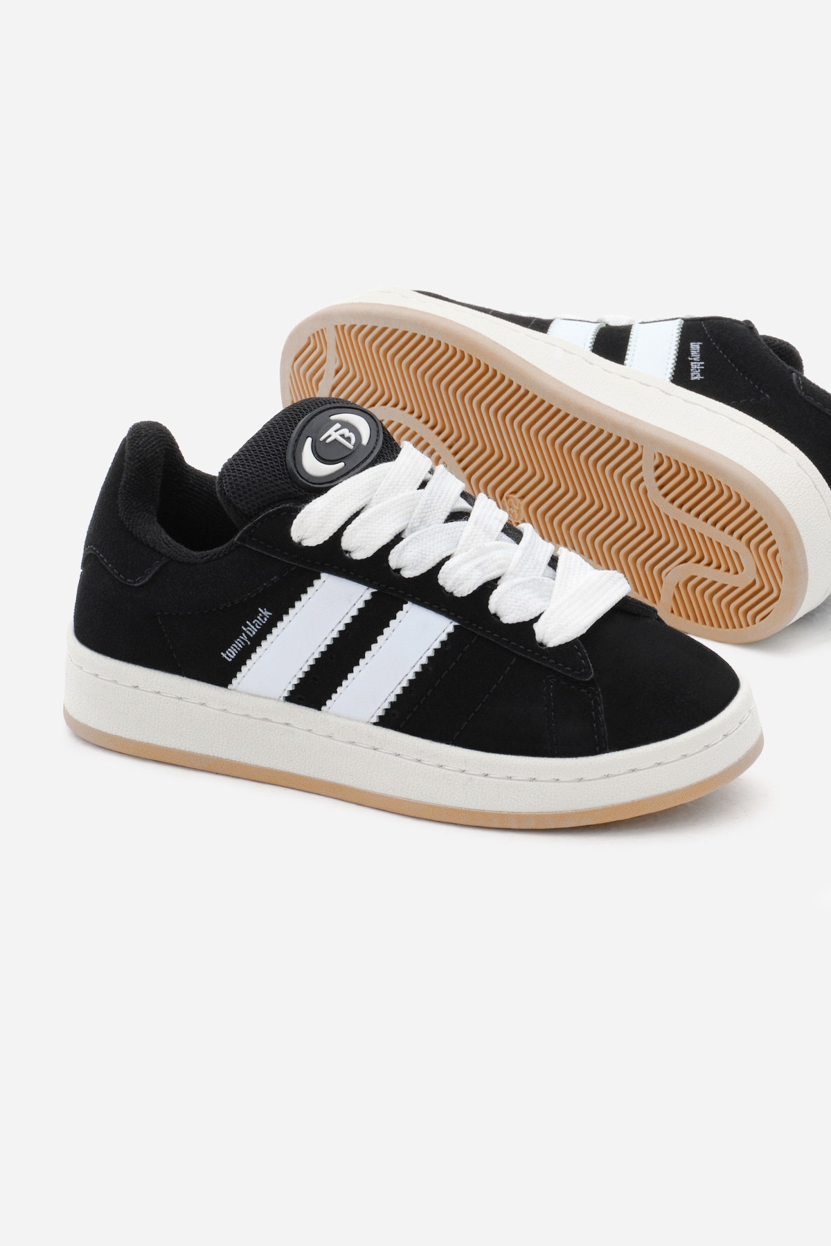 Çocuk Unisex Siyah Süet Termo Taban Yanı Şeritli Bağcıklı Spor Ayakkabı - Görsel 5