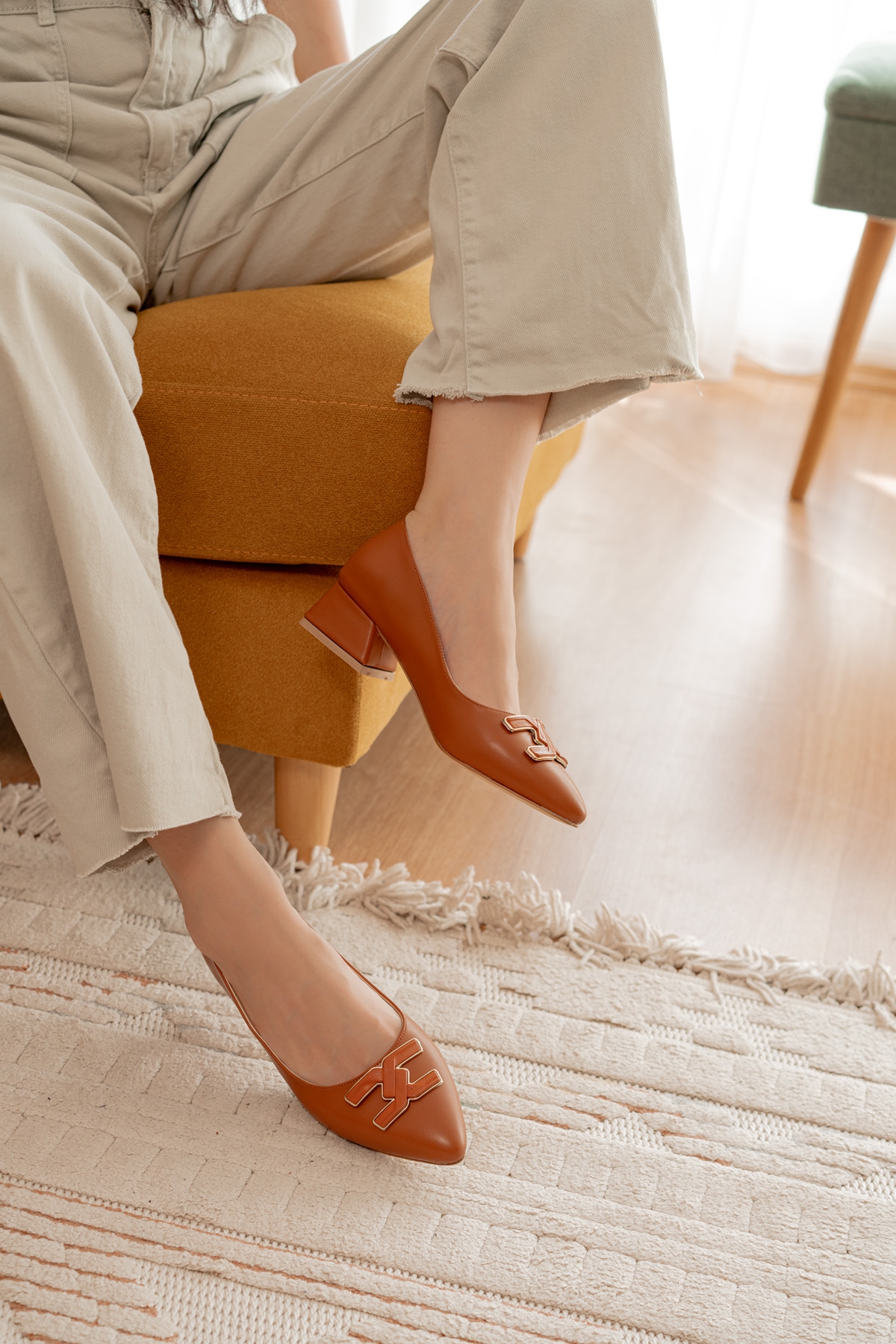 Lapita Taba Tokalı (4 cm) Sivri Burun Topuklu Ayakkabı - Görsel 5