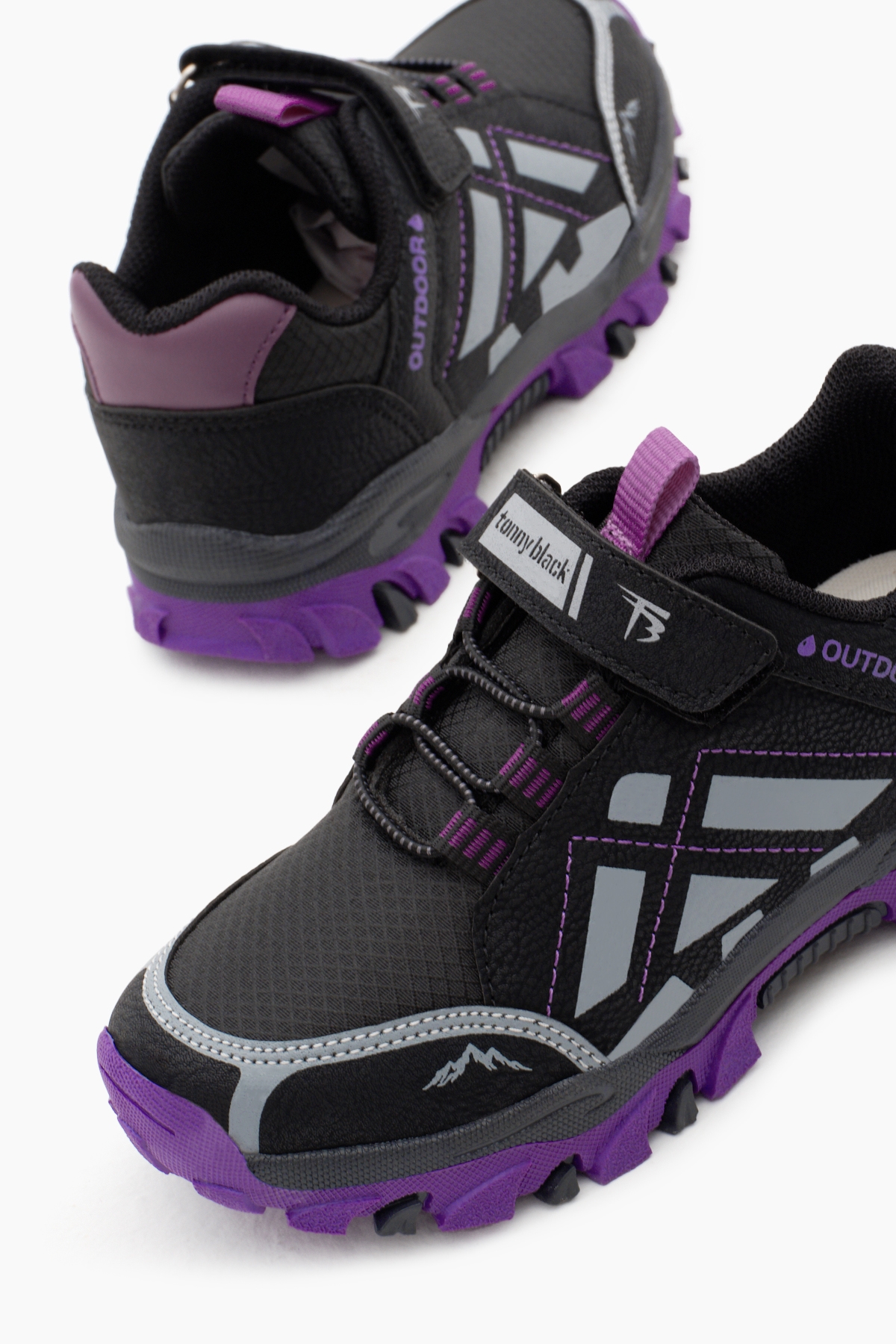 Çocuk Unisex Siyah Mor Termo Taban Su İtici Kumaş Cırtlı Trekking Ayakkabı - Görsel 4