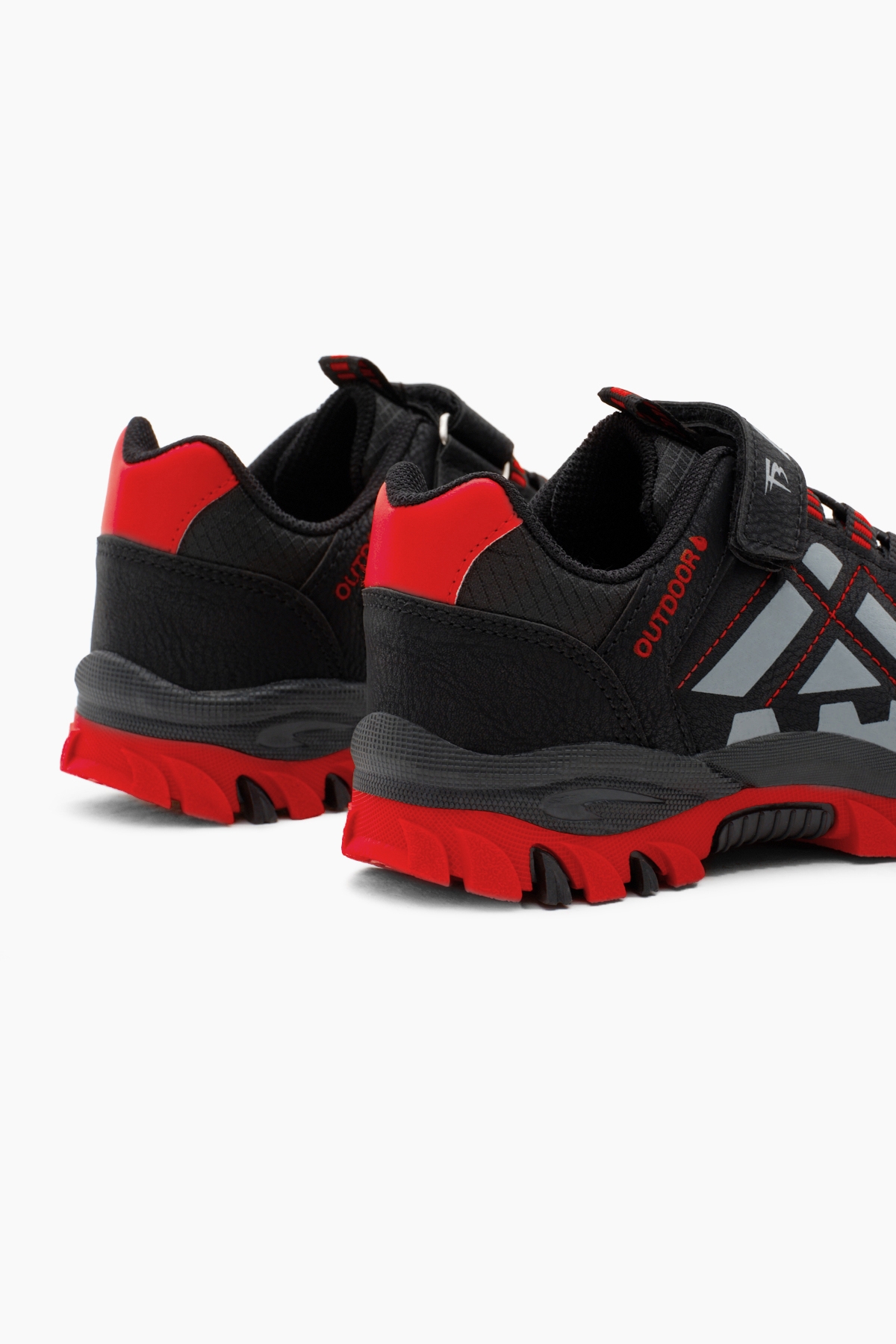 Çocuk Unisex Siyah Kırmızı Termo Taban Su İtici Kumaş Cırtlı Trekking Ayakkabı - Görsel 6