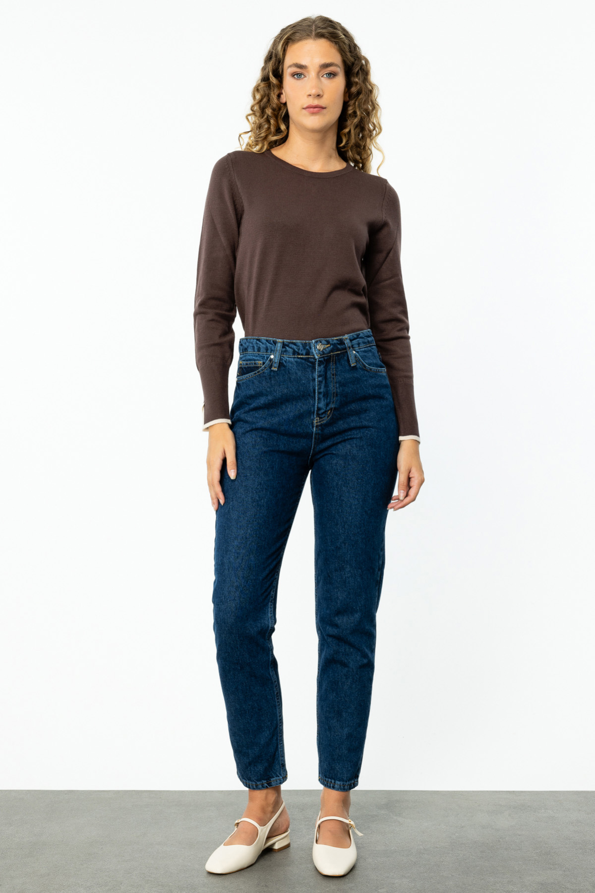 Kadın Mom Jeans Yüksek Bel Pantolon 4125 Indigo