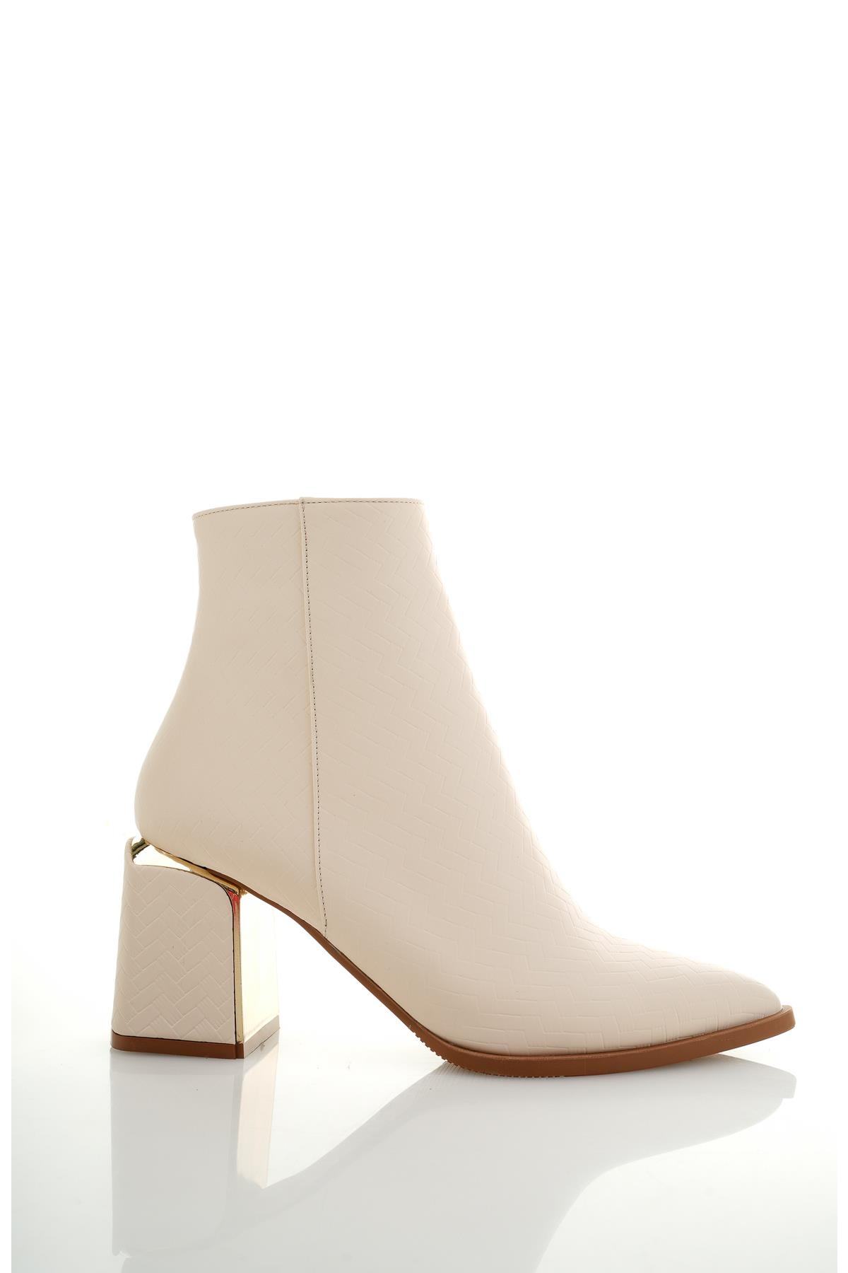 KYLİE Garantili Sivri Burun Kalın Topuklu Fermuarlı Kadın Bot - Görsel 3