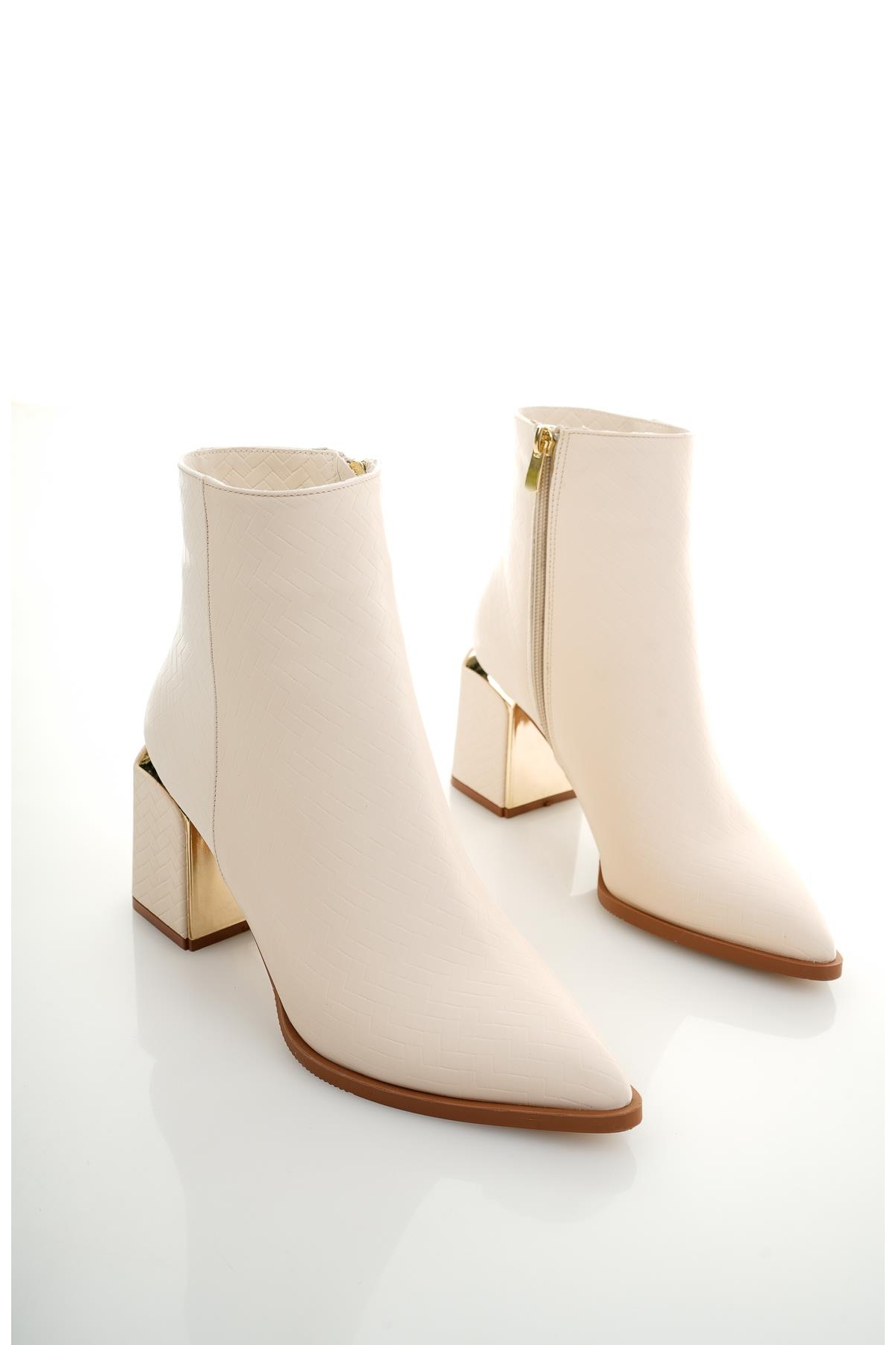 KYLİE Garantili Sivri Burun Kalın Topuklu Fermuarlı Kadın Bot - Görsel 4