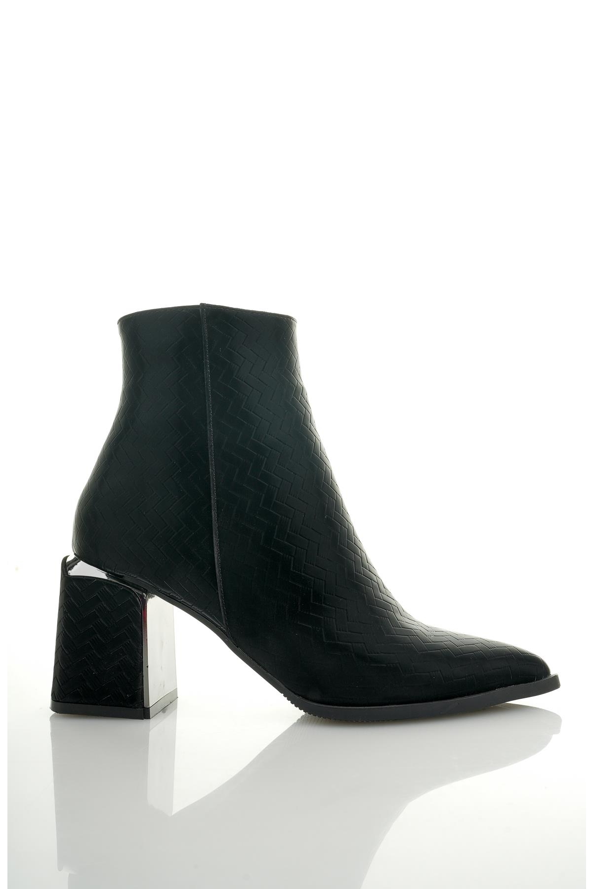 KYLİE Garantili Sivri Burun Kalın Topuklu Fermuarlı Kadın Bot - Görsel 3