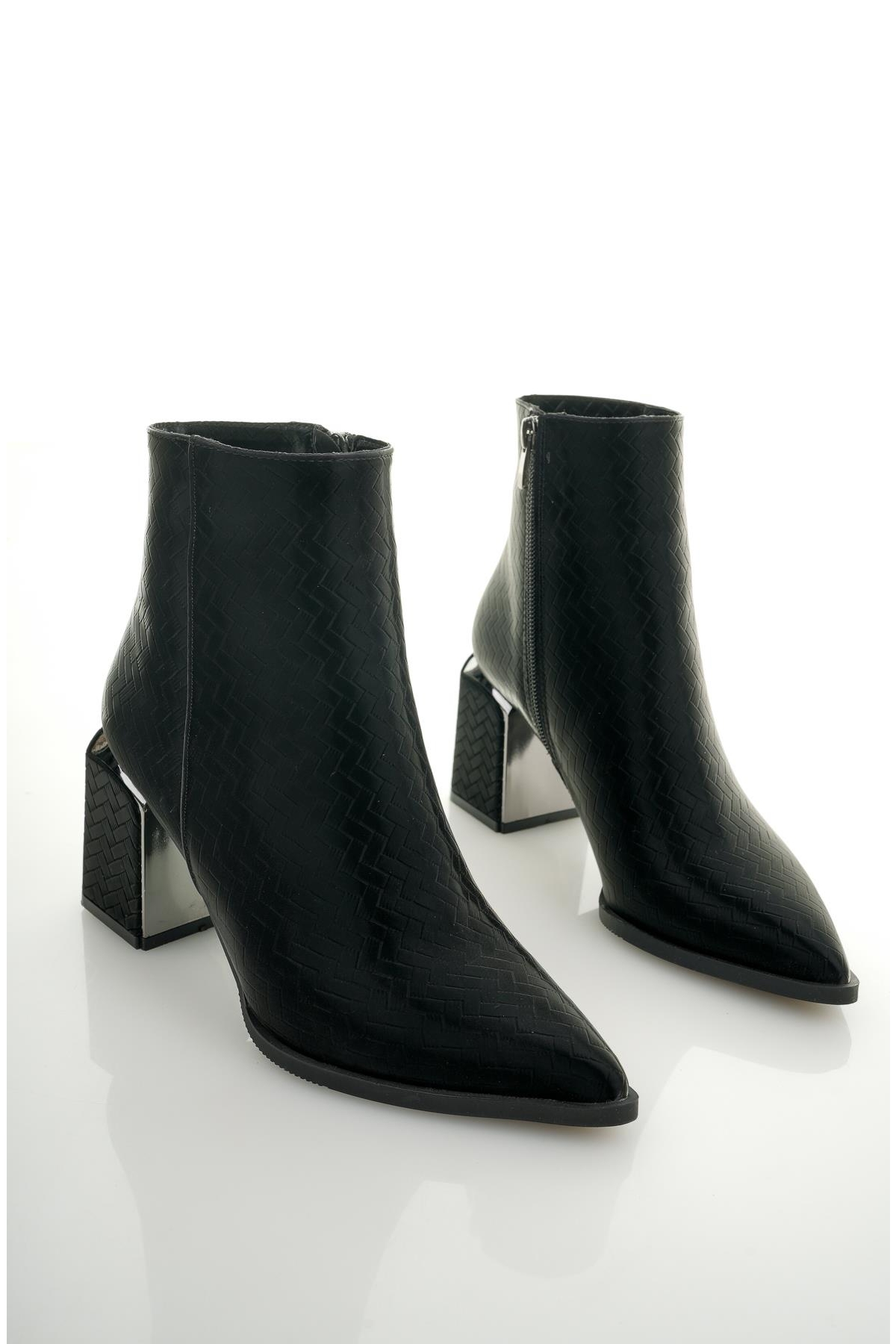 KYLİE Garantili Sivri Burun Kalın Topuklu Fermuarlı Kadın Bot - Görsel 4