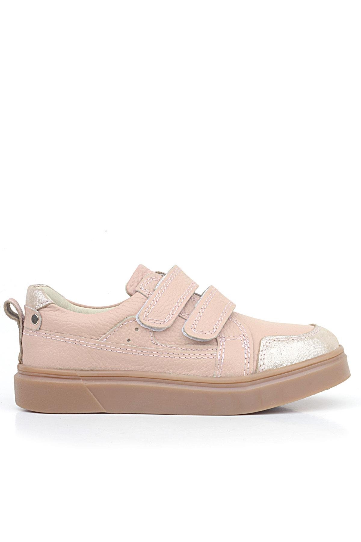 Pudra Simli Hakiki Deri Cırtlı Kız Çocuk Sneaker Ayakkabı - Görsel 3