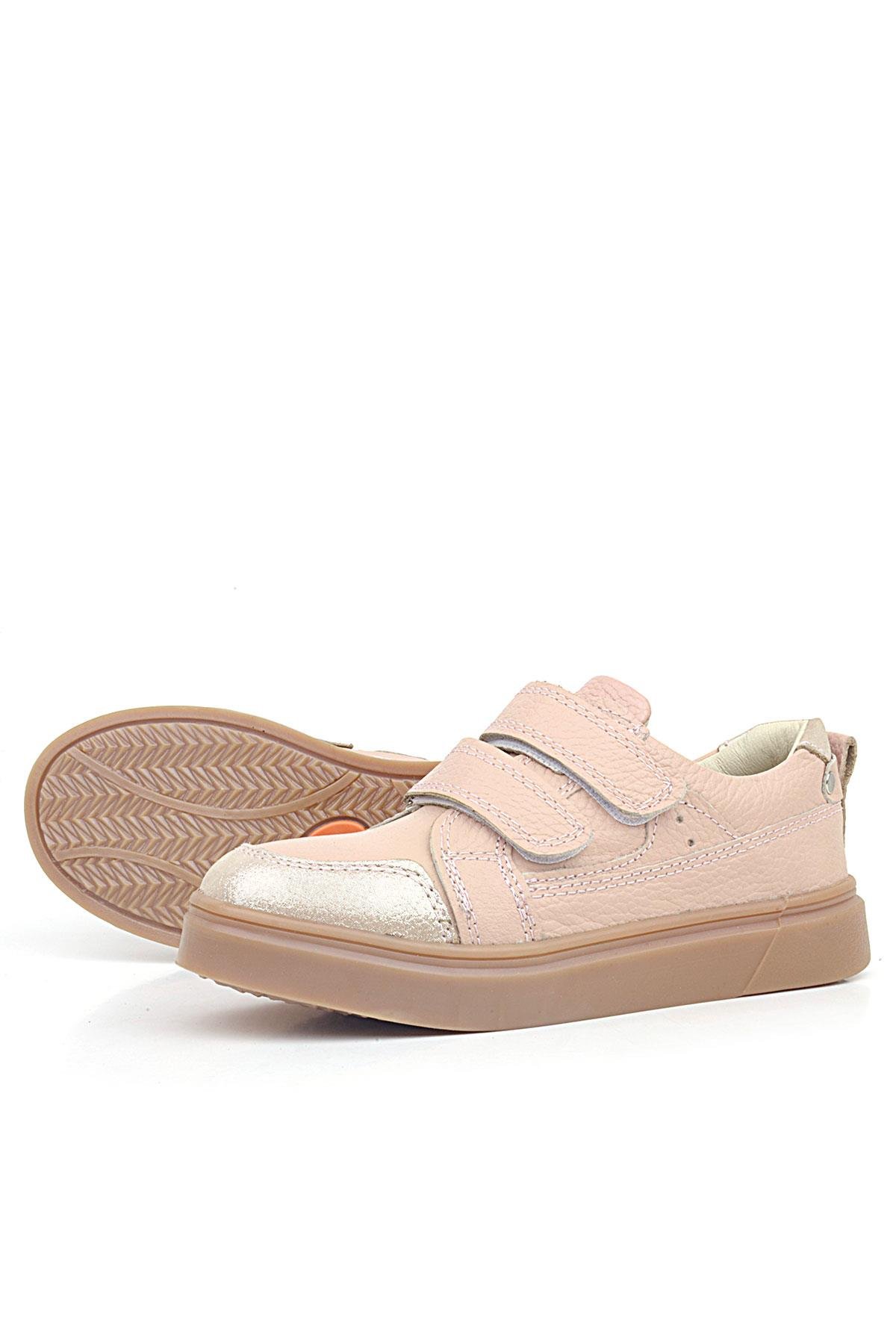 Pudra Simli Hakiki Deri Cırtlı Kız Çocuk Sneaker Ayakkabı - Görsel 6