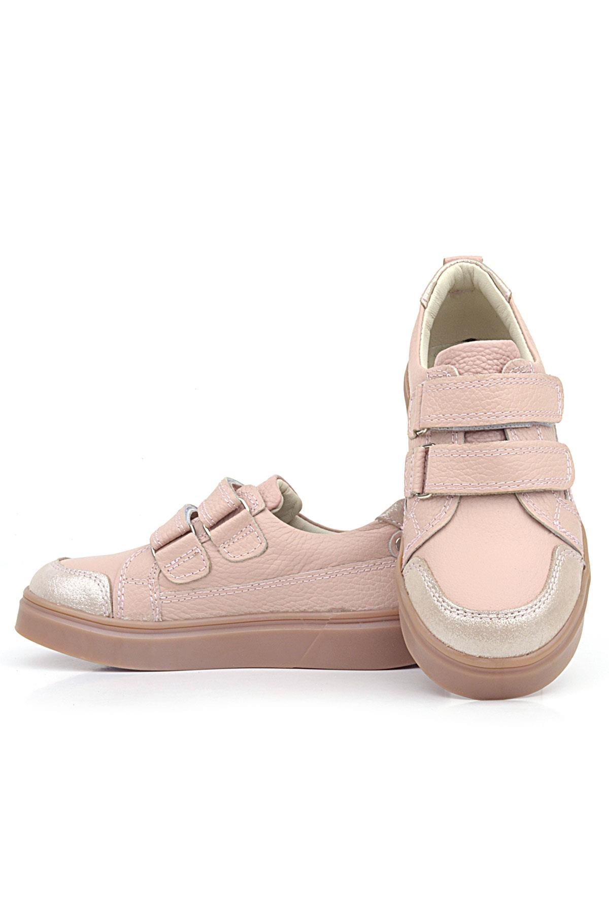 Pudra Simli Hakiki Deri Cırtlı Kız Çocuk Sneaker Ayakkabı - Görsel 7