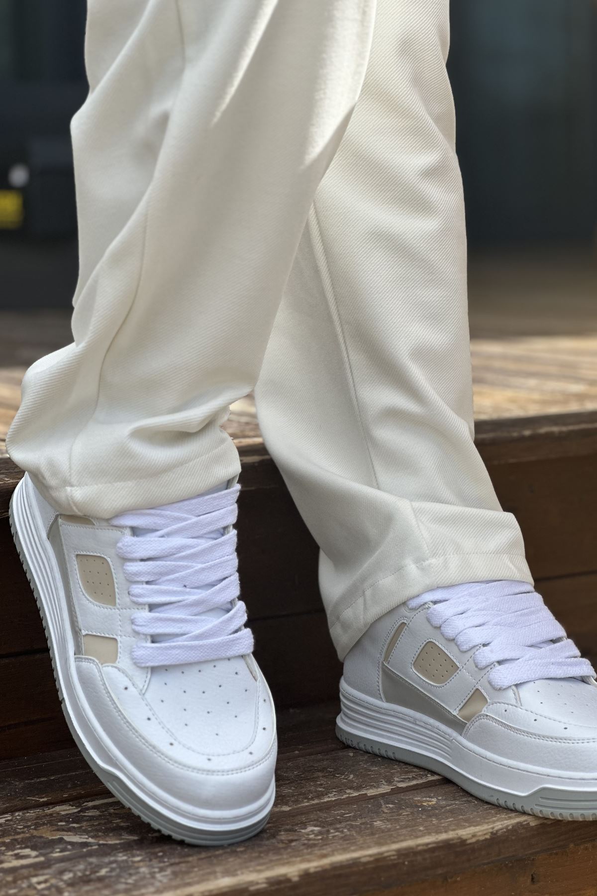 CH2410 CBT Avax Erkek Spor Ayakkabı BEYAZ / BEJ - Görsel 4