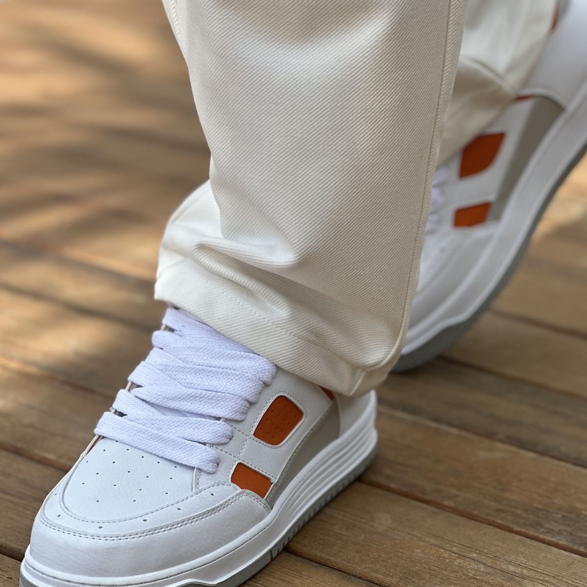 ChekichCH2410 CBT Avax  Erkek Spor Ayakkabı Beyaz/Turuncu