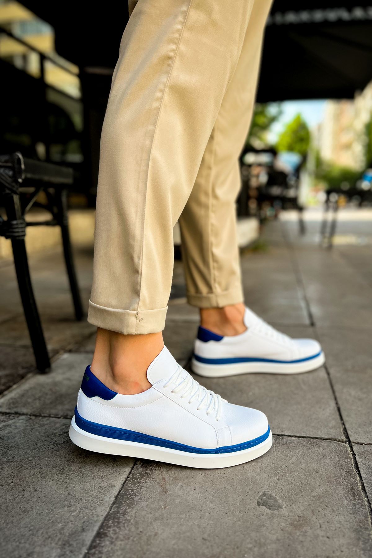 CH979 Santoni GBT Spor Erkek Ayakkabı BEYAZ/MAVI - Görsel 5