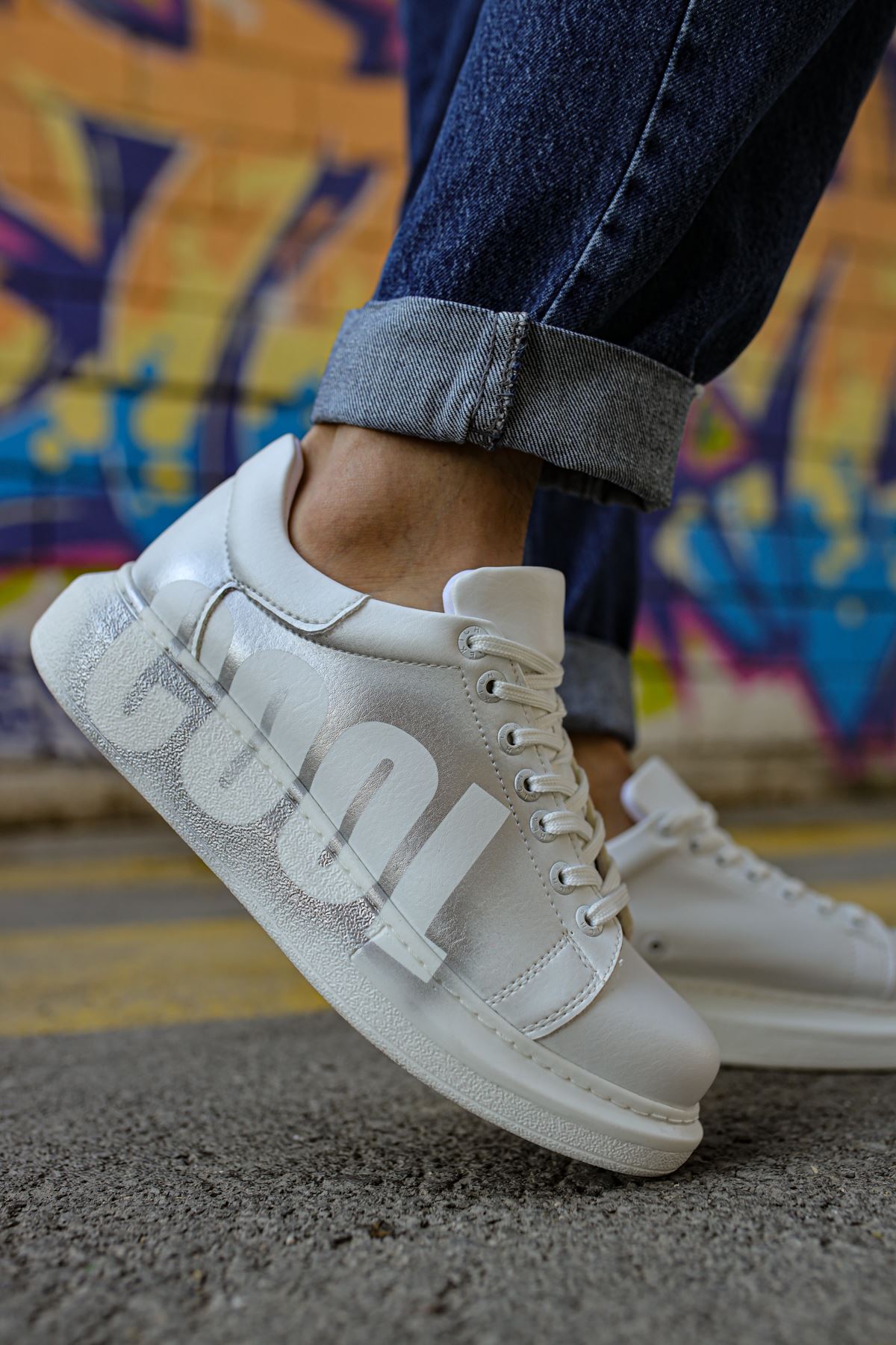 Chekich Chekich Çok Renkli CH254 CBT Pittura Erkek Ayakkabı 434 BEYAZ / GÜMÜS COOL Flo'da! Çok Renkli - 3. görsel