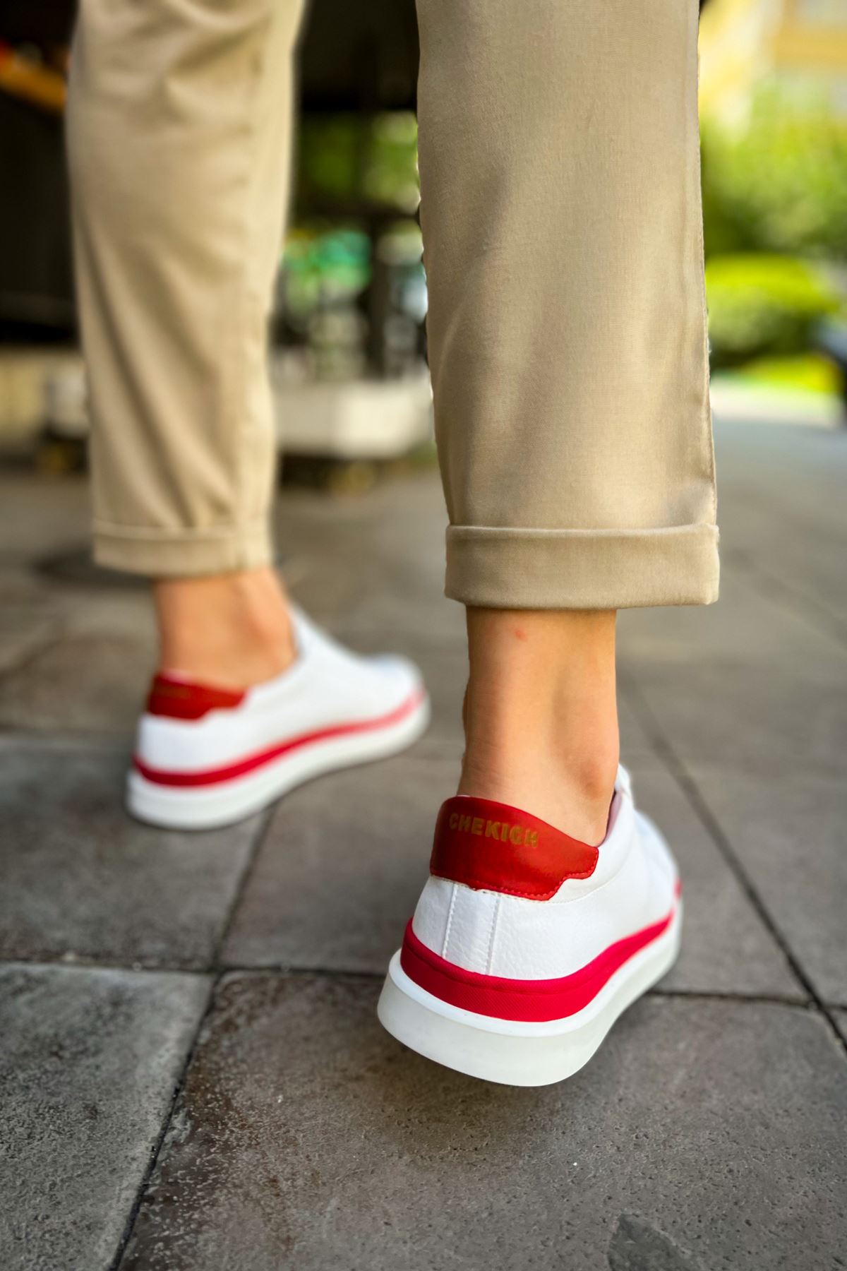 CH979 Santoni GBT Spor Erkek Ayakkabı BEYAZ/KIRMIZI - Görsel 6