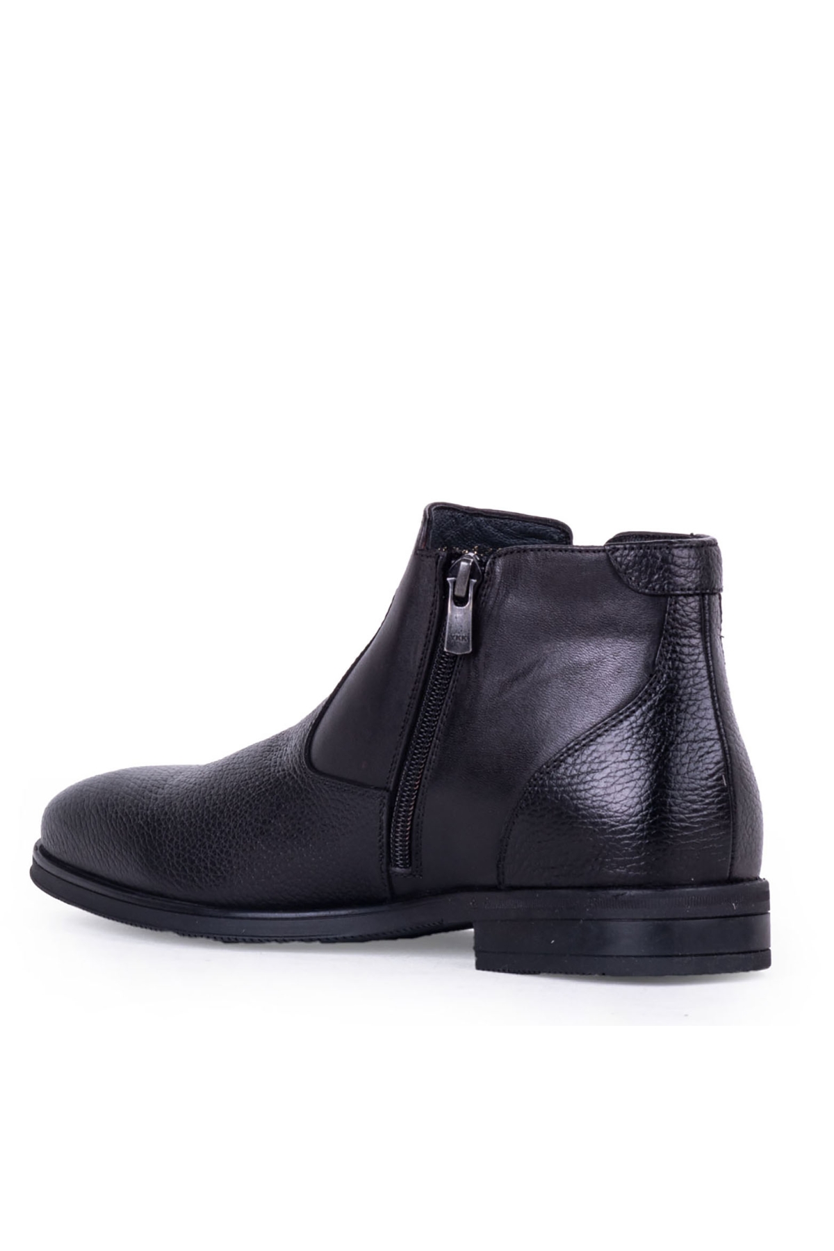 4K 1196063 Hakiki Deri Fermuarlı Erkek Bot Siyah - Görsel 4