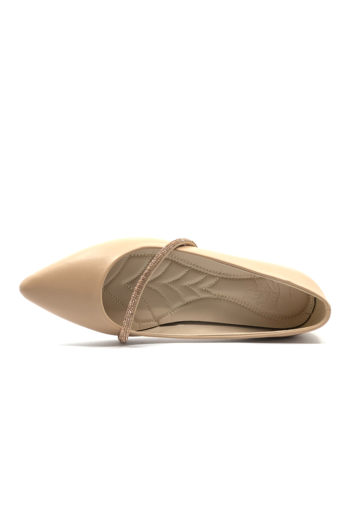 Şerit Taş Dekolteli Yumuşak Düz Taban Kadın Babet - Görsel 6