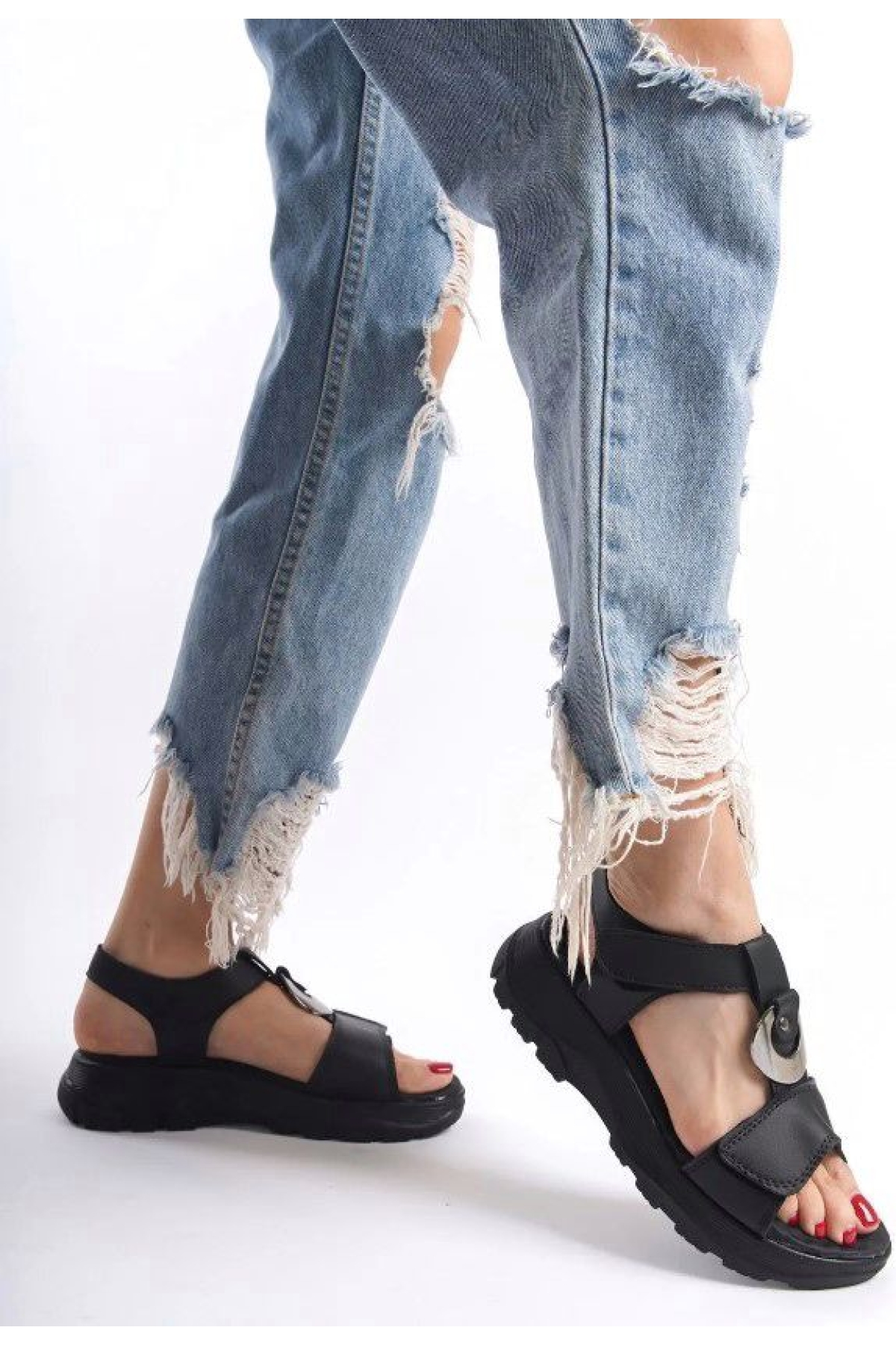 Kalın Ortapedik Taban Kadın Sandalet - Görsel 8