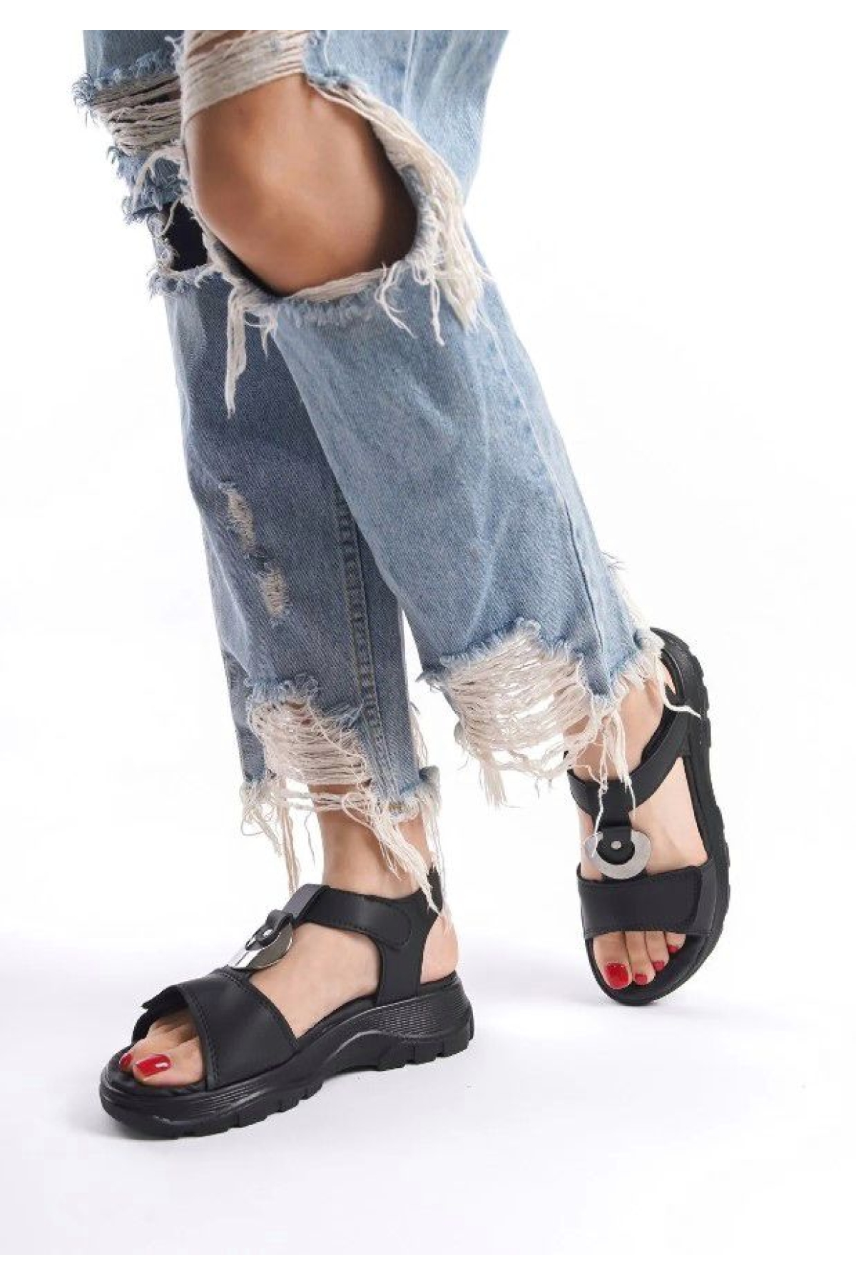 Kalın Ortapedik Taban Kadın Sandalet - Görsel 9