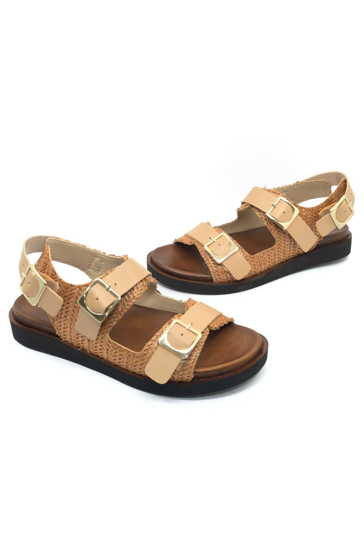 Ortapedik Taban Hasır Detaylı Kadın Sandalet - Görsel 3