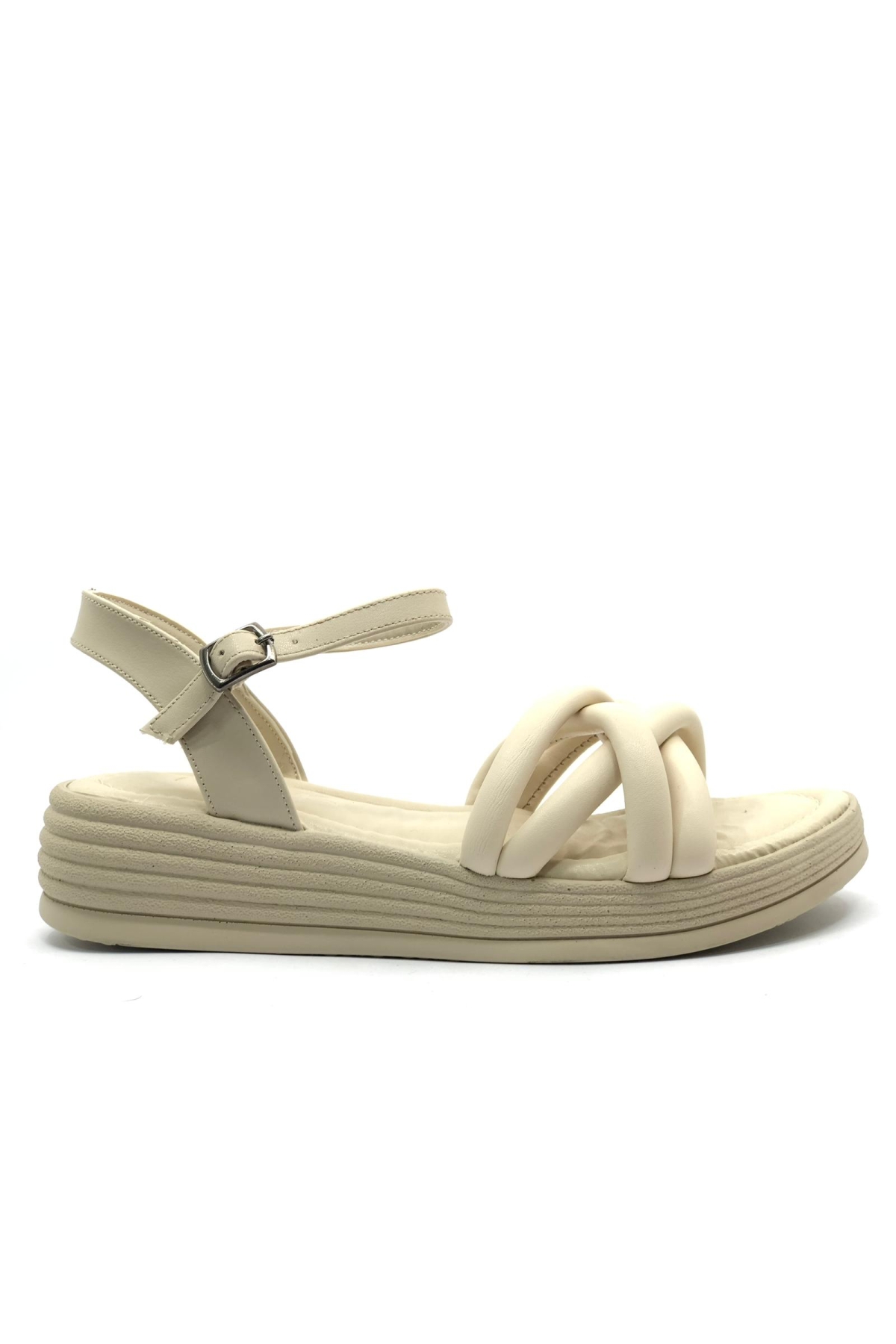 Düz Taban Çapraz Detaylı Kadın Sandalet - Görsel 3