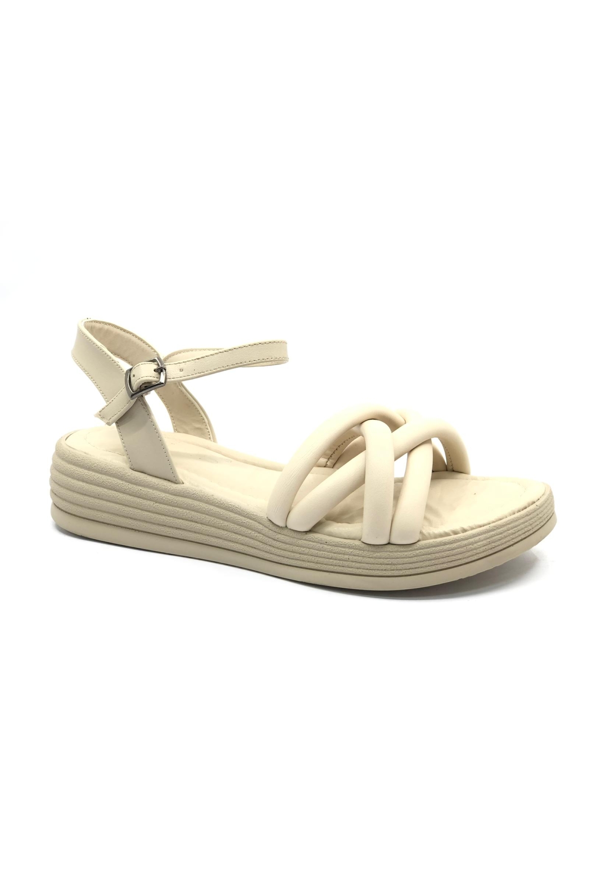 Düz Taban Çapraz Detaylı Kadın Sandalet - Görsel 4