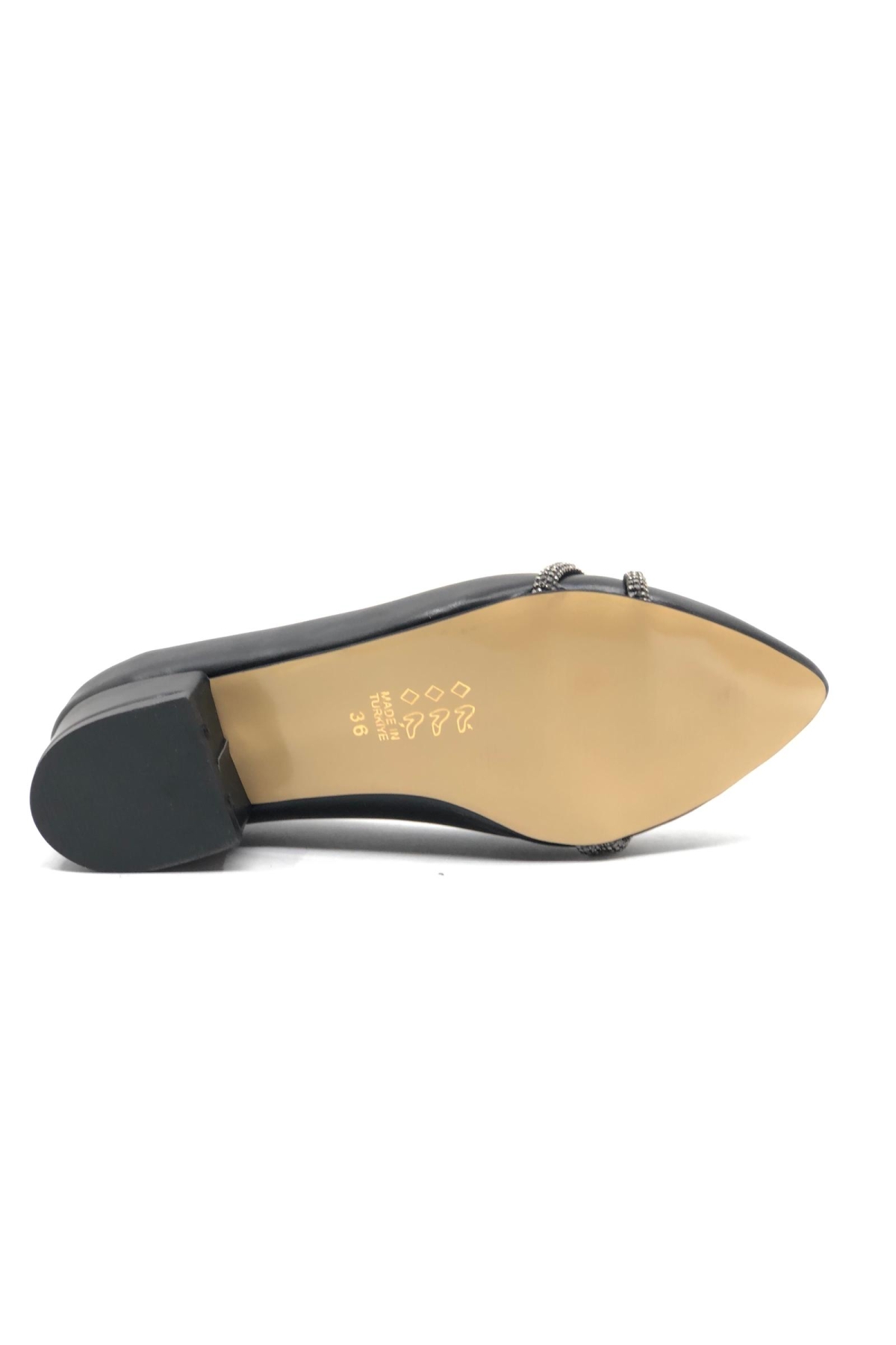 Çift Şerit Taş Detaylı 4 cm Topuklu Kadın Klasik Ayakkabı - Görsel 6