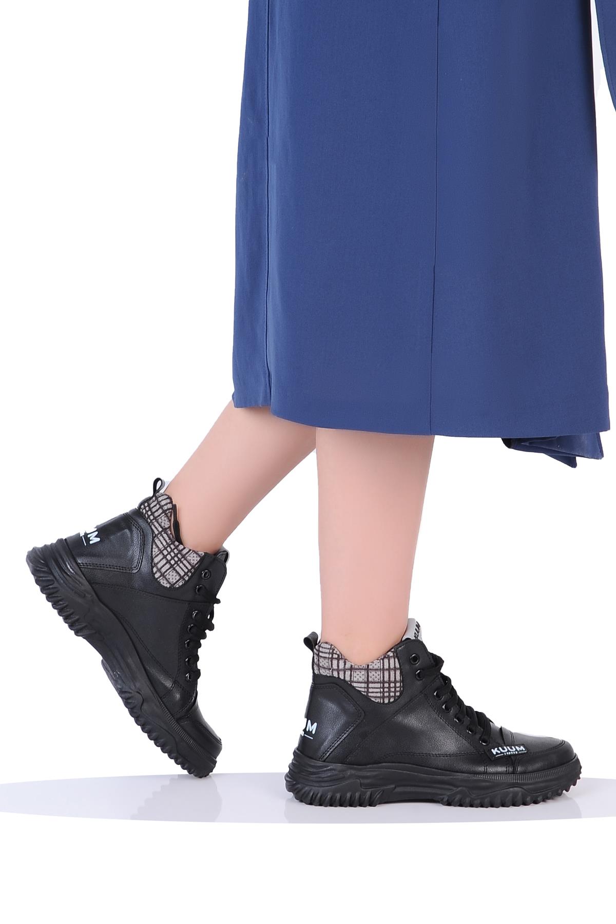 London K108908 Siyah Termal Kürklü Kadın Düz Kışlık Bot - Görsel 2