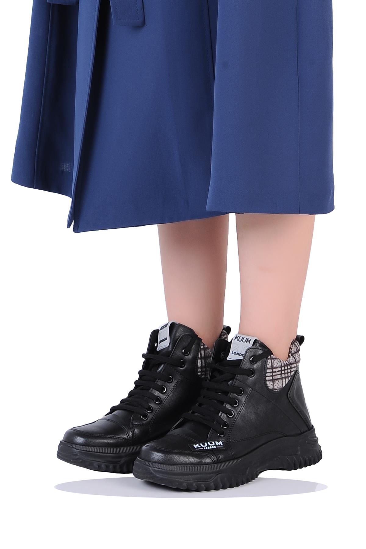 London K108908 Siyah Termal Kürklü Kadın Düz Kışlık Bot - Görsel 3