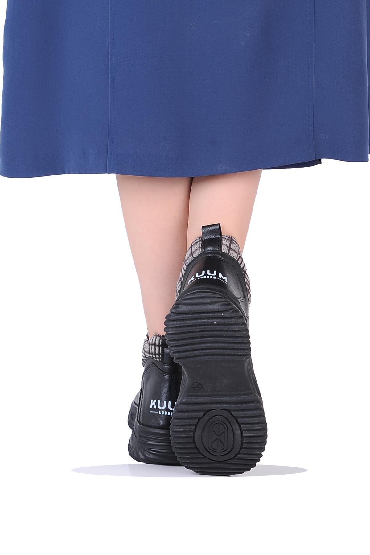 London K108908 Siyah Termal Kürklü Kadın Düz Kışlık Bot - Görsel 4