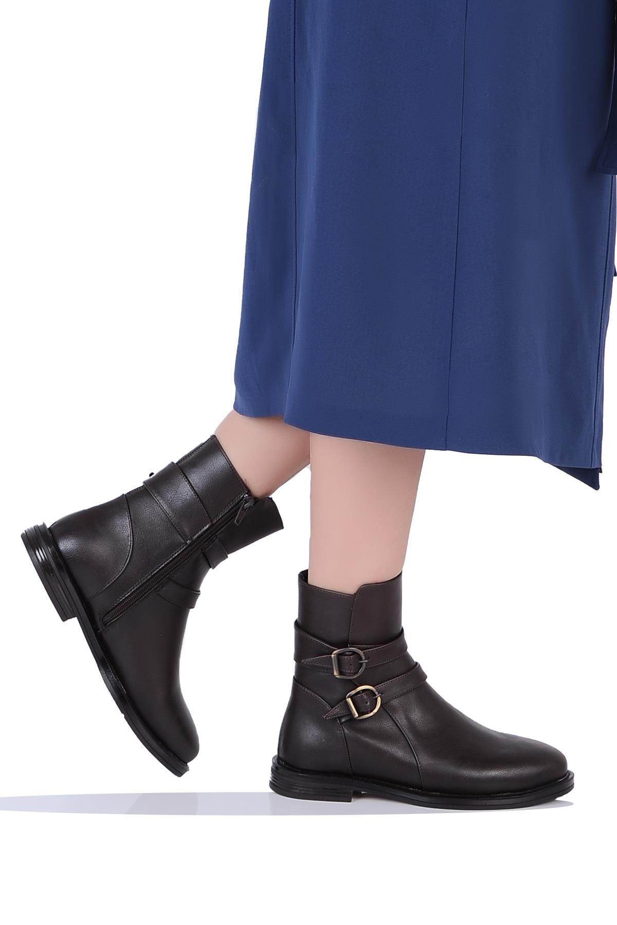 London K151204 Termal Kürklü Kadın Klasik Düz Kışlık Bot - Görsel 2