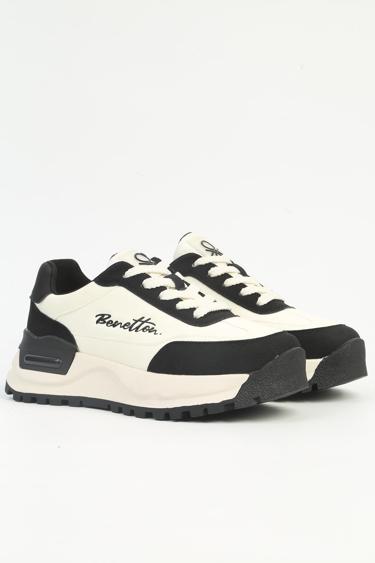® Beyaz Siyah Kadın Spor Ayakkabı İTHAL BNI-11235 - Görsel 3