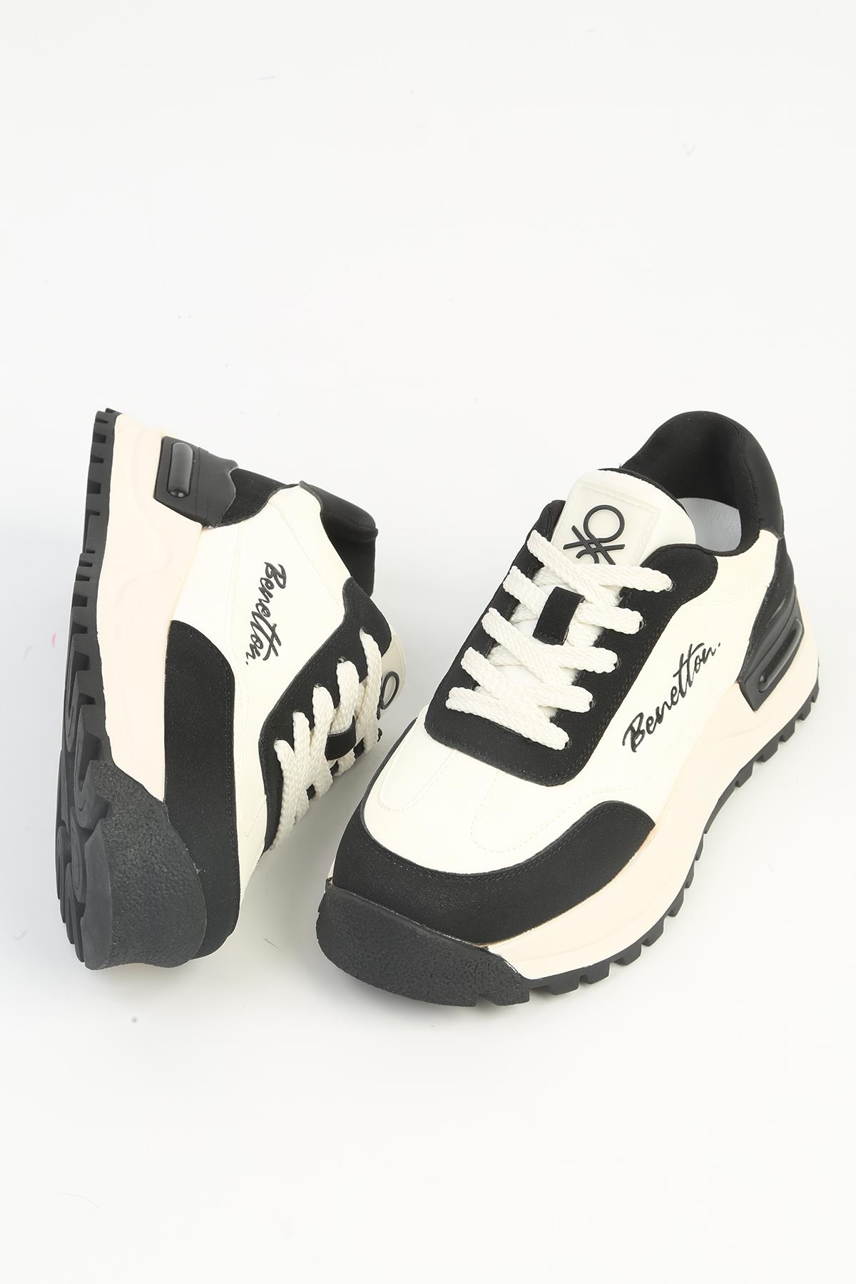 ® Beyaz Siyah Kadın Spor Ayakkabı İTHAL BNI-11235 - Görsel 6