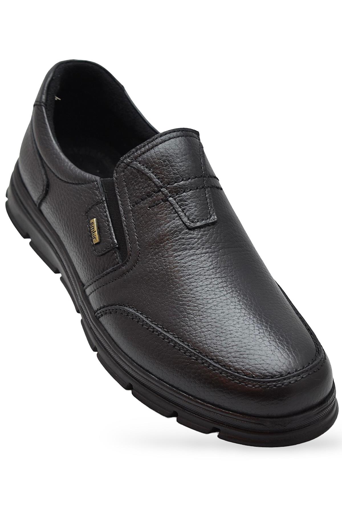 1645-S Kışlık Tam Ortopedik Taban %100 Hakiki Deri Bağcıksız Erkek Ayakkabı Kauçuk Kaymaz Taban - Görsel 2