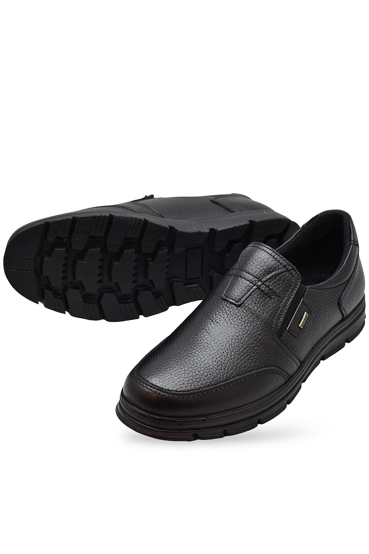 1645-S Kışlık Tam Ortopedik Taban %100 Hakiki Deri Bağcıksız Erkek Ayakkabı Kauçuk Kaymaz Taban - Görsel 4