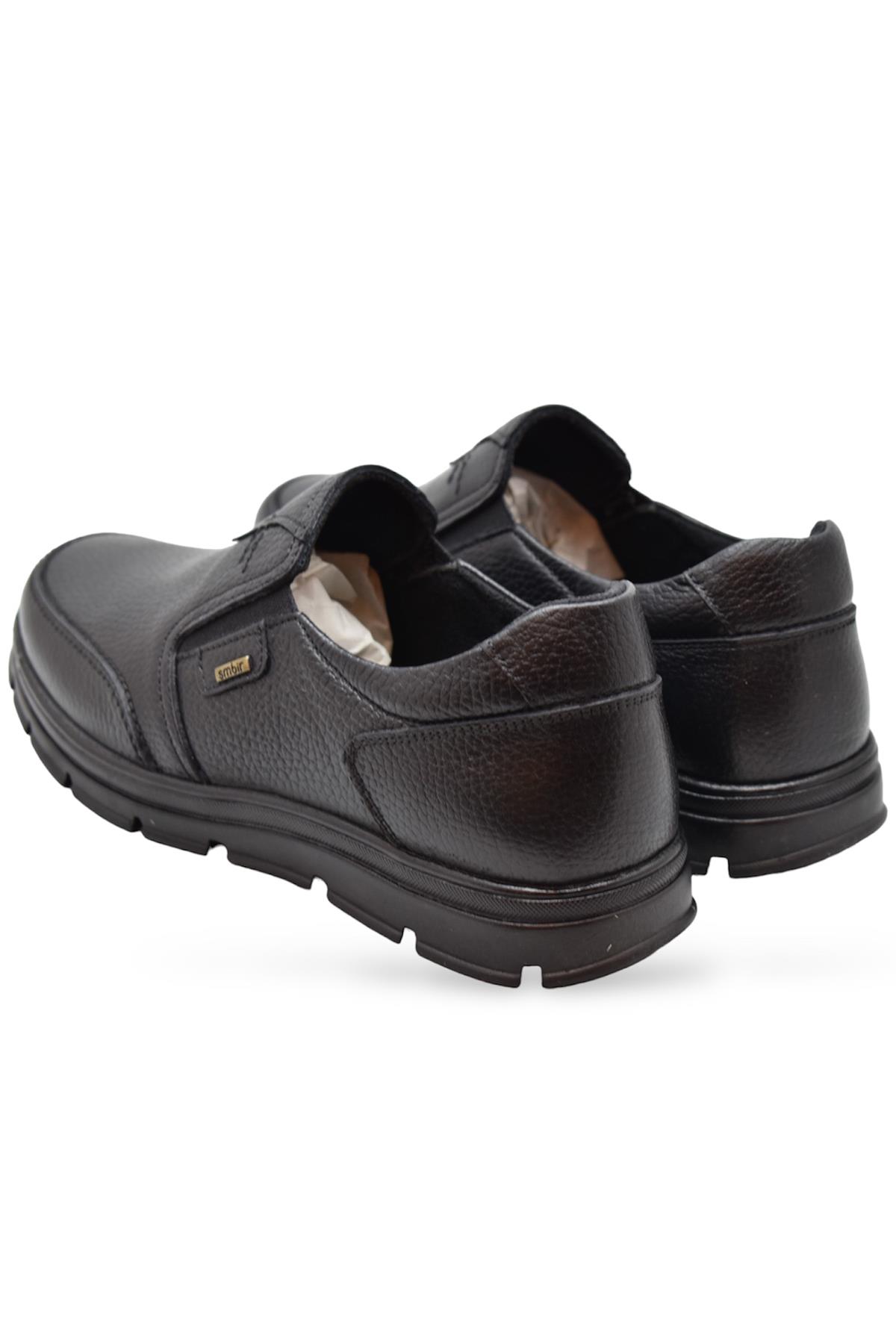 1645-S Kışlık Tam Ortopedik Taban %100 Hakiki Deri Bağcıksız Erkek Ayakkabı Kauçuk Kaymaz Taban - Görsel 6