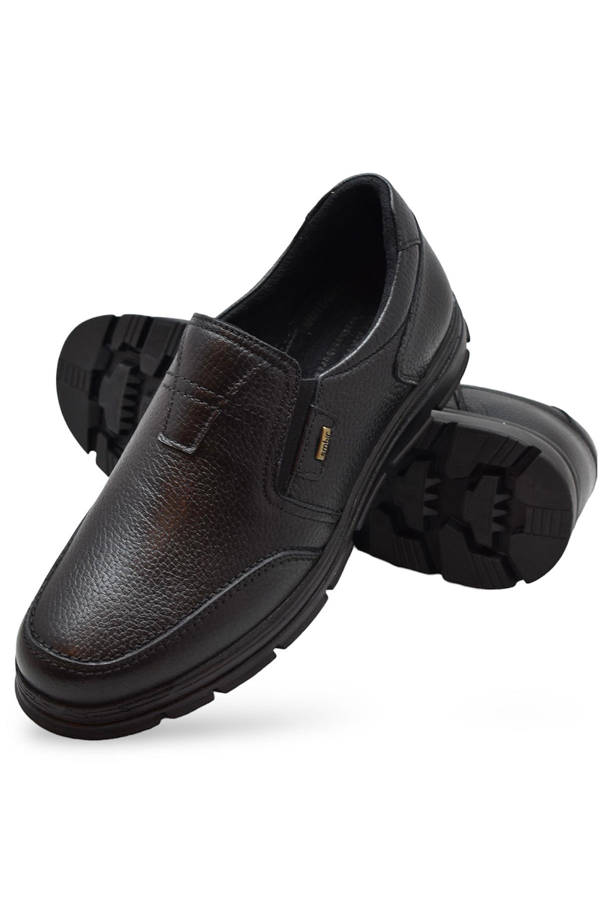 1645-S Kışlık Tam Ortopedik Taban %100 Hakiki Deri Bağcıksız Erkek Ayakkabı Kauçuk Kaymaz Taban - Görsel 7